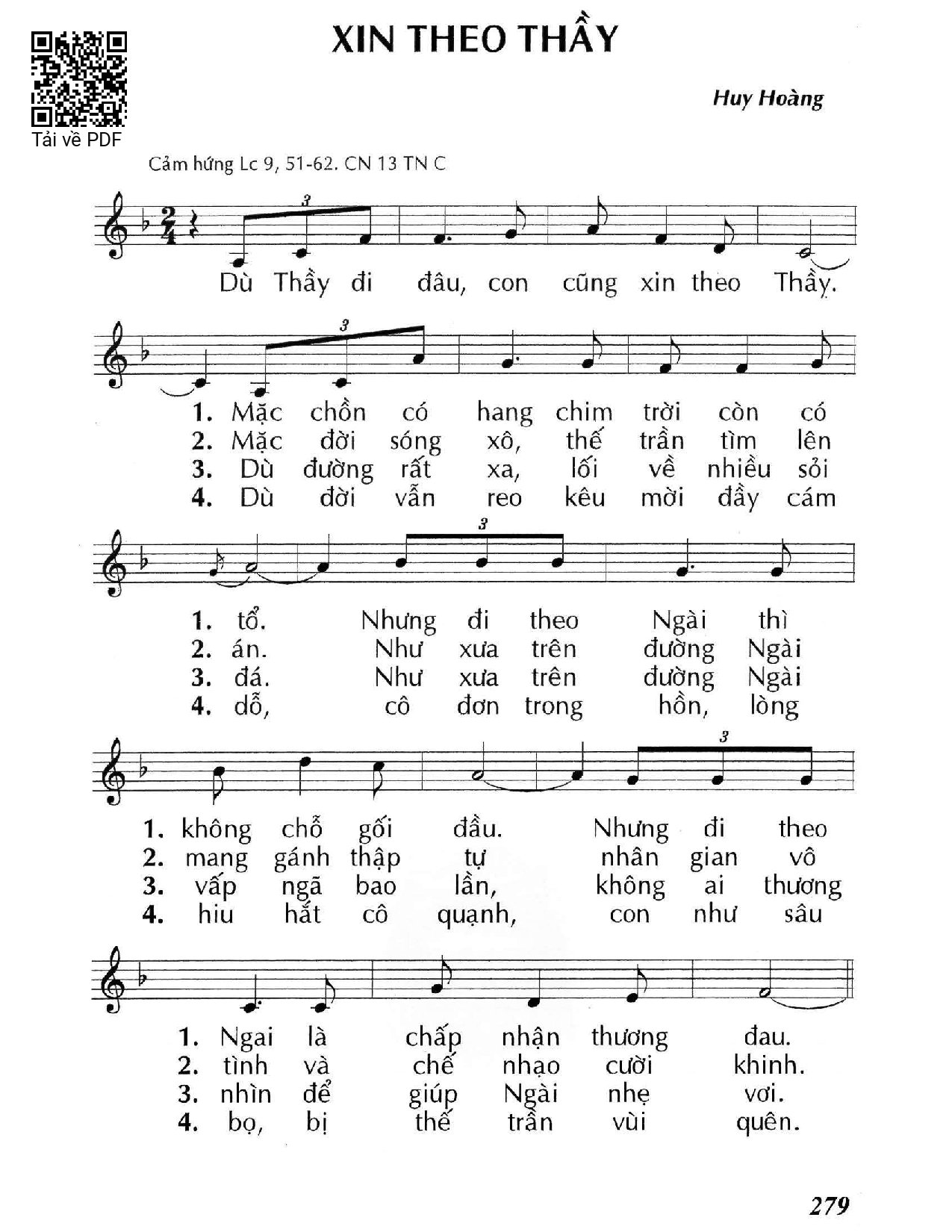 Sheet PDF of Xin Theo Thầy