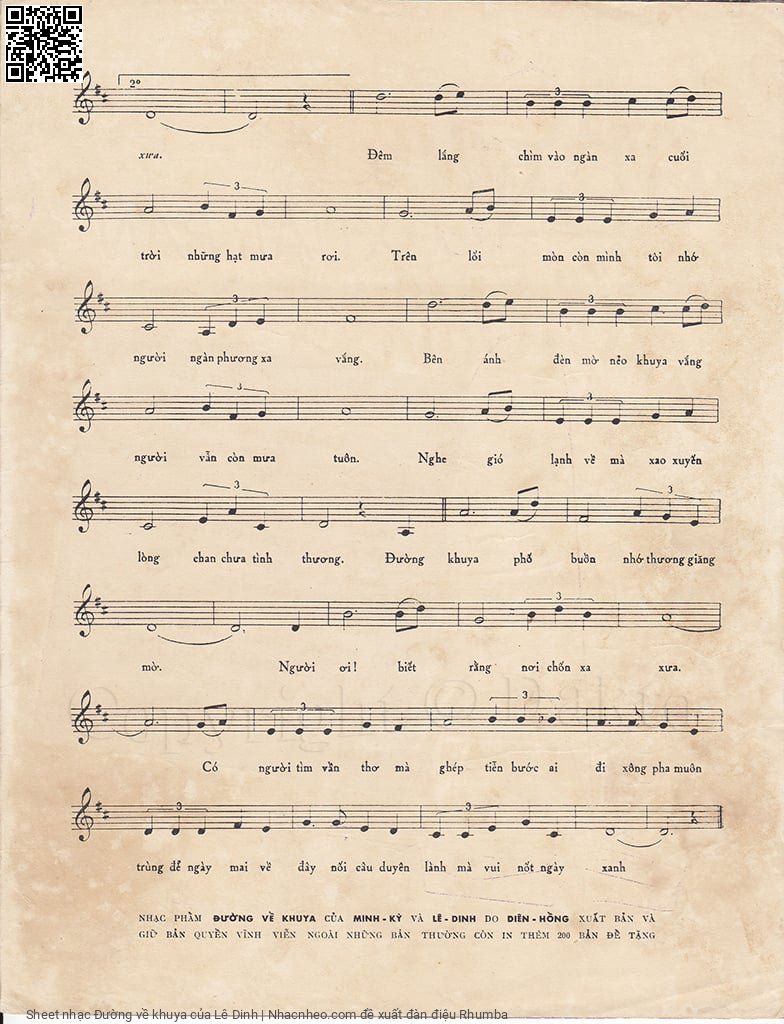 Page 3 of Sheet music PDF Đường về khuya - Lê Dinh
