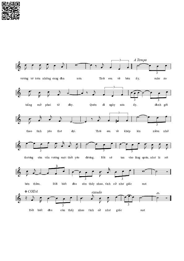 Page 2 of Sheet music PDF Đường xưa áo trắng - Lê Vân Tú