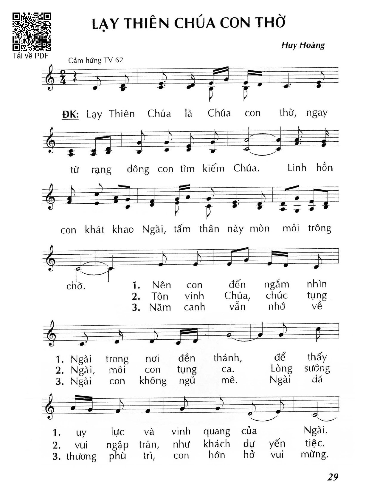 Page 1 of Sheet music PDF Lạy Thiên Chúa con thờ (Thánh Vịnh 62) - Huy Hoàng