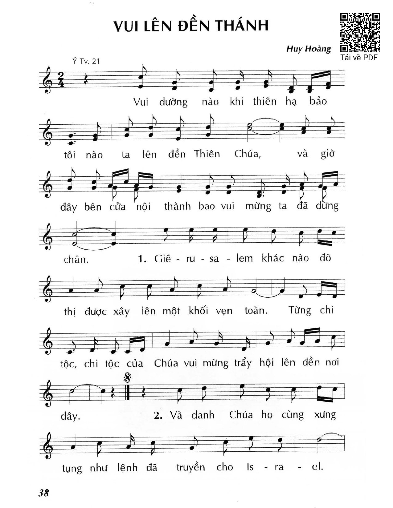 Page 1 of Sheet music PDF Vui lên đền thánh (Thánh Vịnh 21) - Huy Hoàng