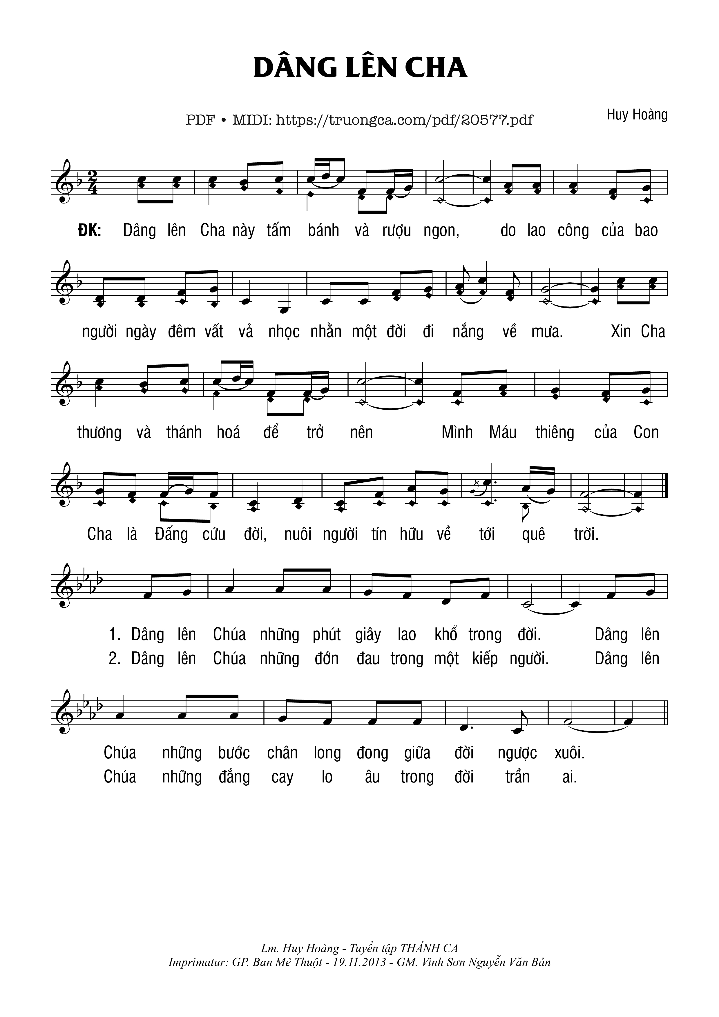 Dâng lên Cha này tấm bánh và rượu ngon, Trang 1