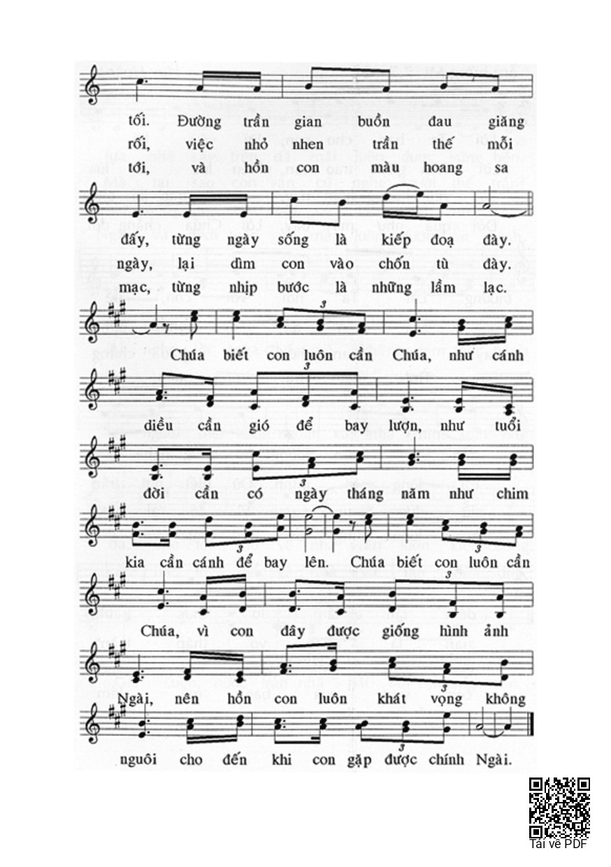 Page 2 of Sheet music PDF Chúa biết con cần Chúa  - Huy Hoàng