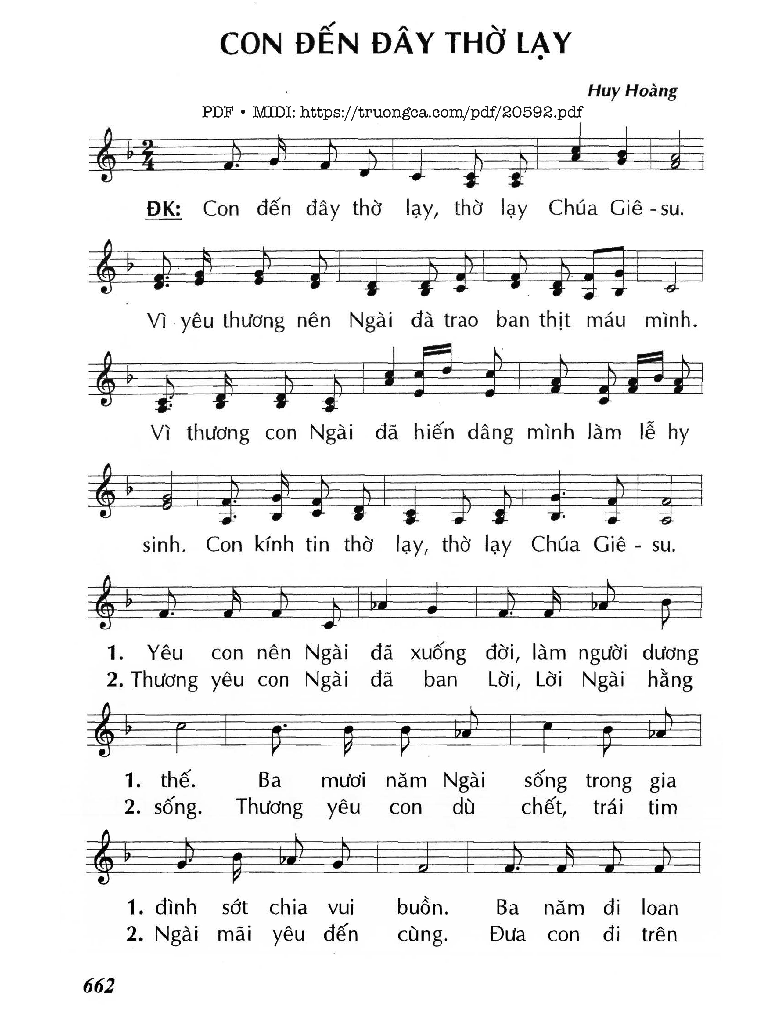 Con đến đây thờ lạy thờ lạy Chúa Giêsu, Trang 1