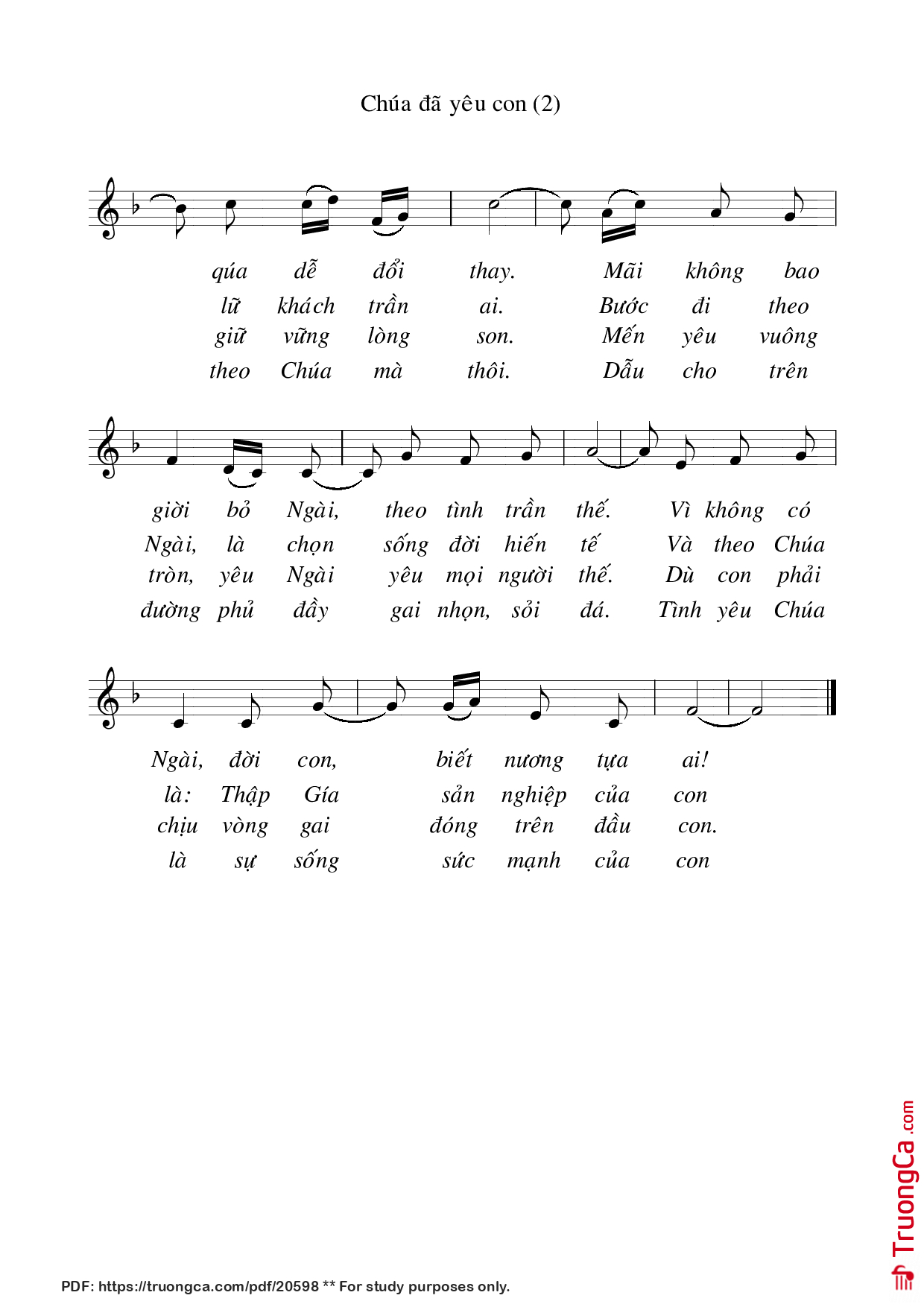 Page 2 of Sheet music PDF Chúa đã yêu con - Huy Hoàng