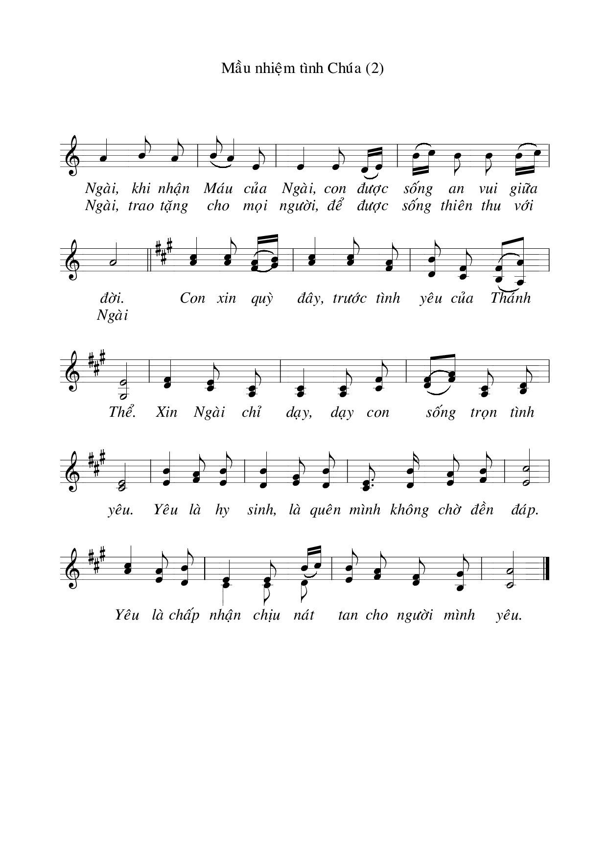 Page 2 of Sheet music PDF Mầu nhiệm tình Chúa - Huy Hoàng