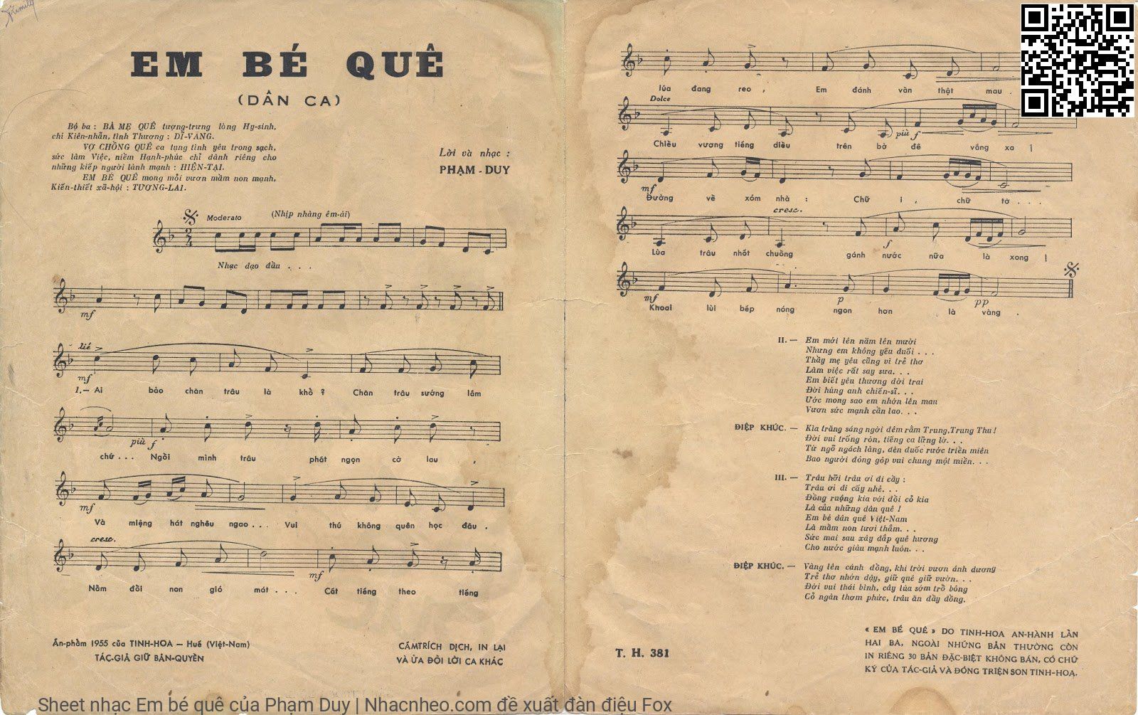 Page 2 of Sheet music PDF Em bé quê - Phạm Duy