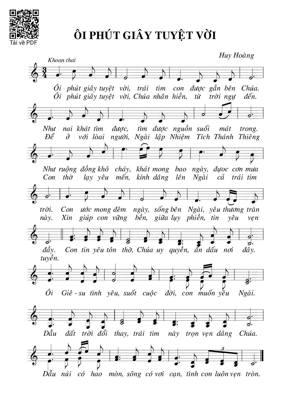 Sheet PDF of Ôi phút giây tuyệt vời