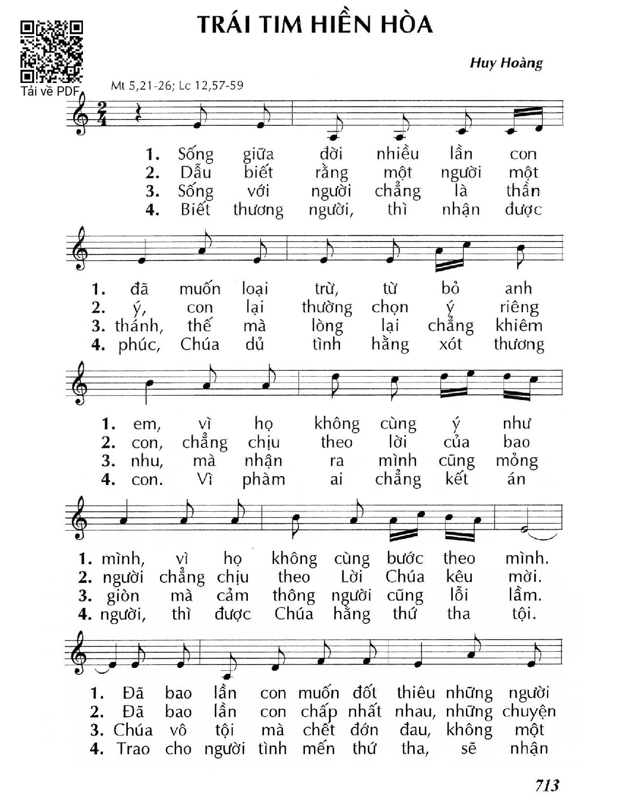Page 1 of Sheet music PDF Trái tim hiền hòa - Huy Hoàng