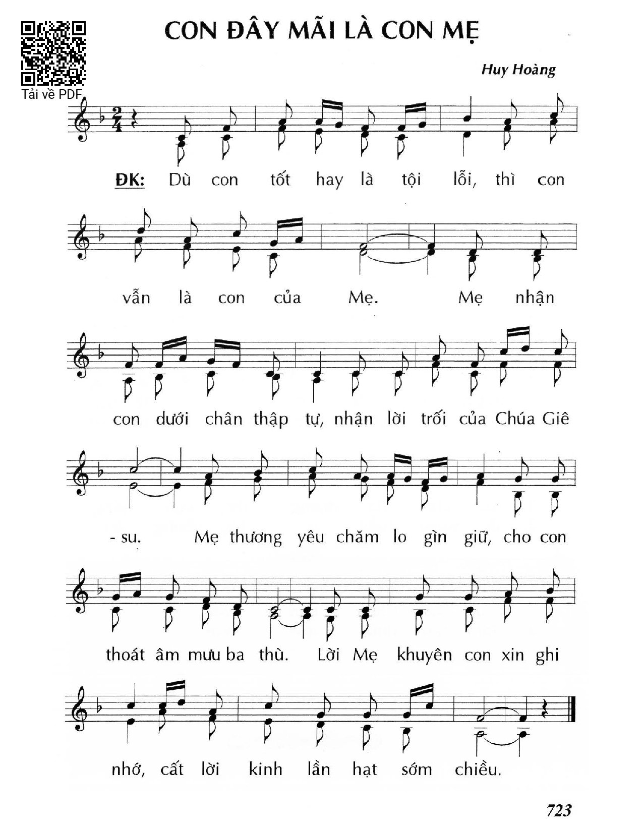 Page 1 of Sheet music PDF Con đây mãi là con Mẹ - Huy Hoàng