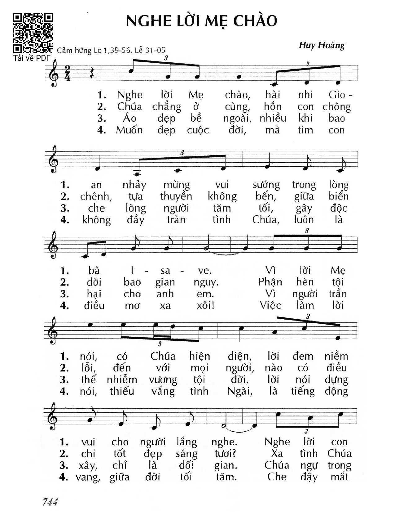 Page 1 of Sheet music PDF Nghe lời Mẹ chào - Huy Hoàng