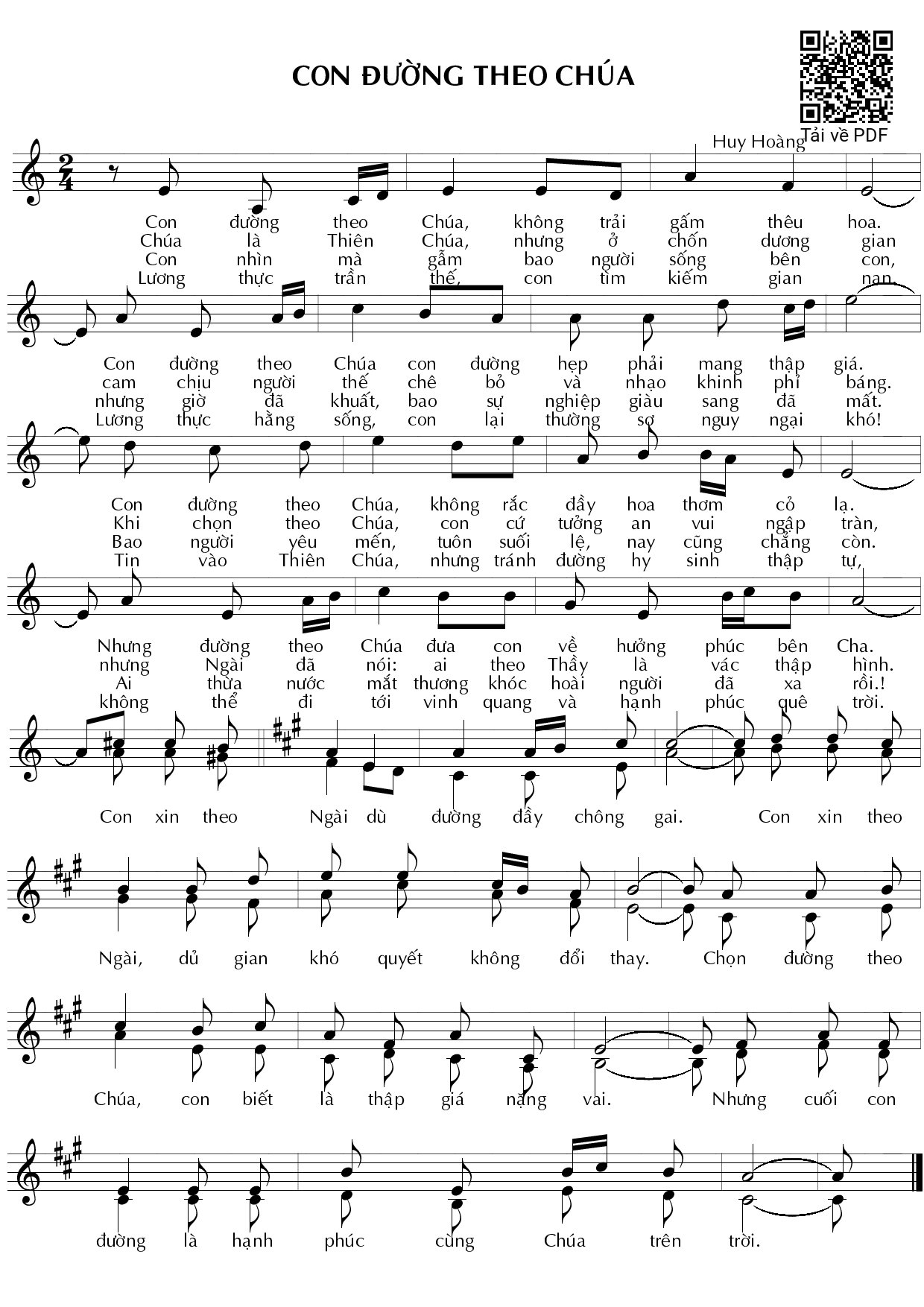 Page 1 of Sheet music PDF Con đường theo Chúa - Huy Hoàng