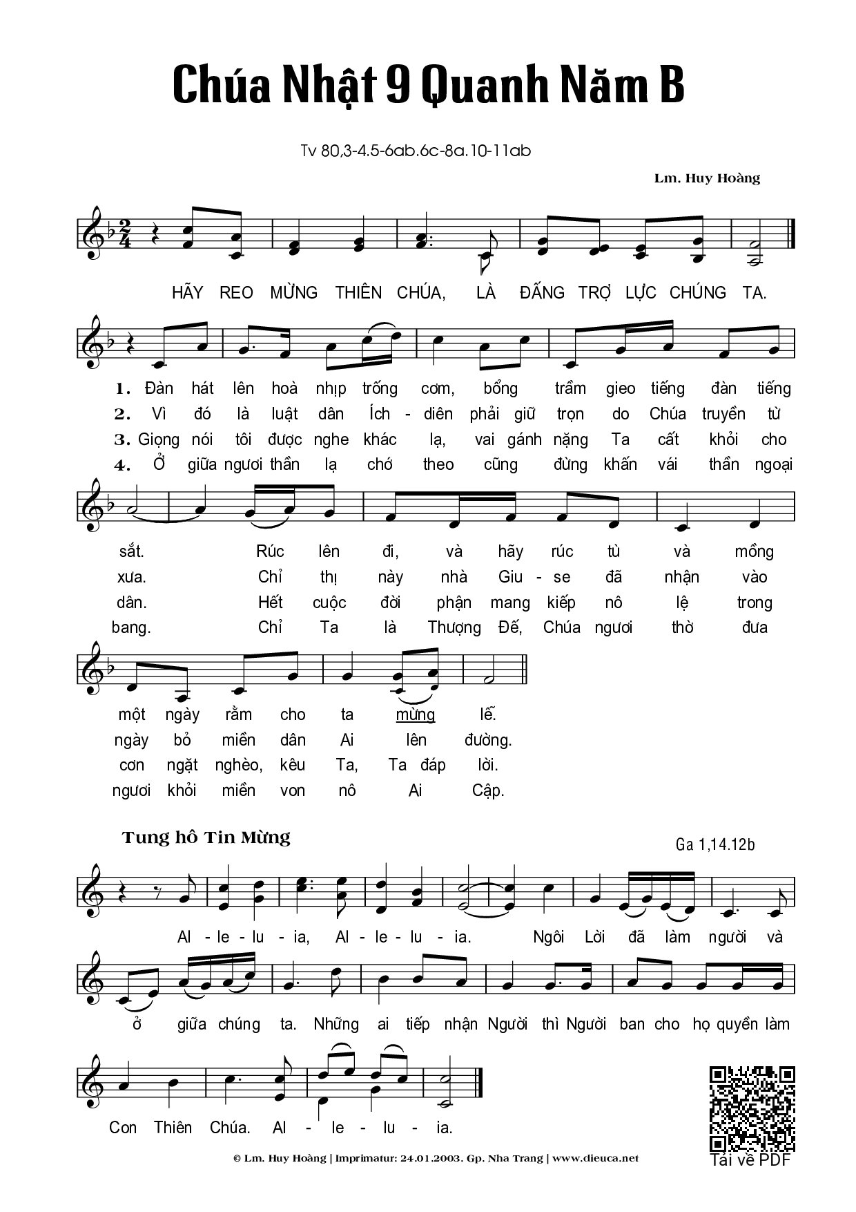 Page 1 of Sheet music PDF Chúa Nhật 9B Thường Niên (Thánh Vịnh 80) - Huy Hoàng