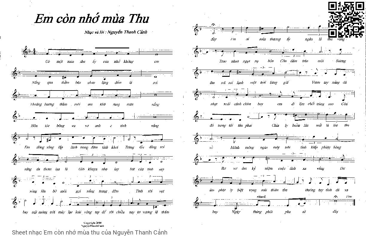 Sheet PDF of Em còn nhớ mùa thu