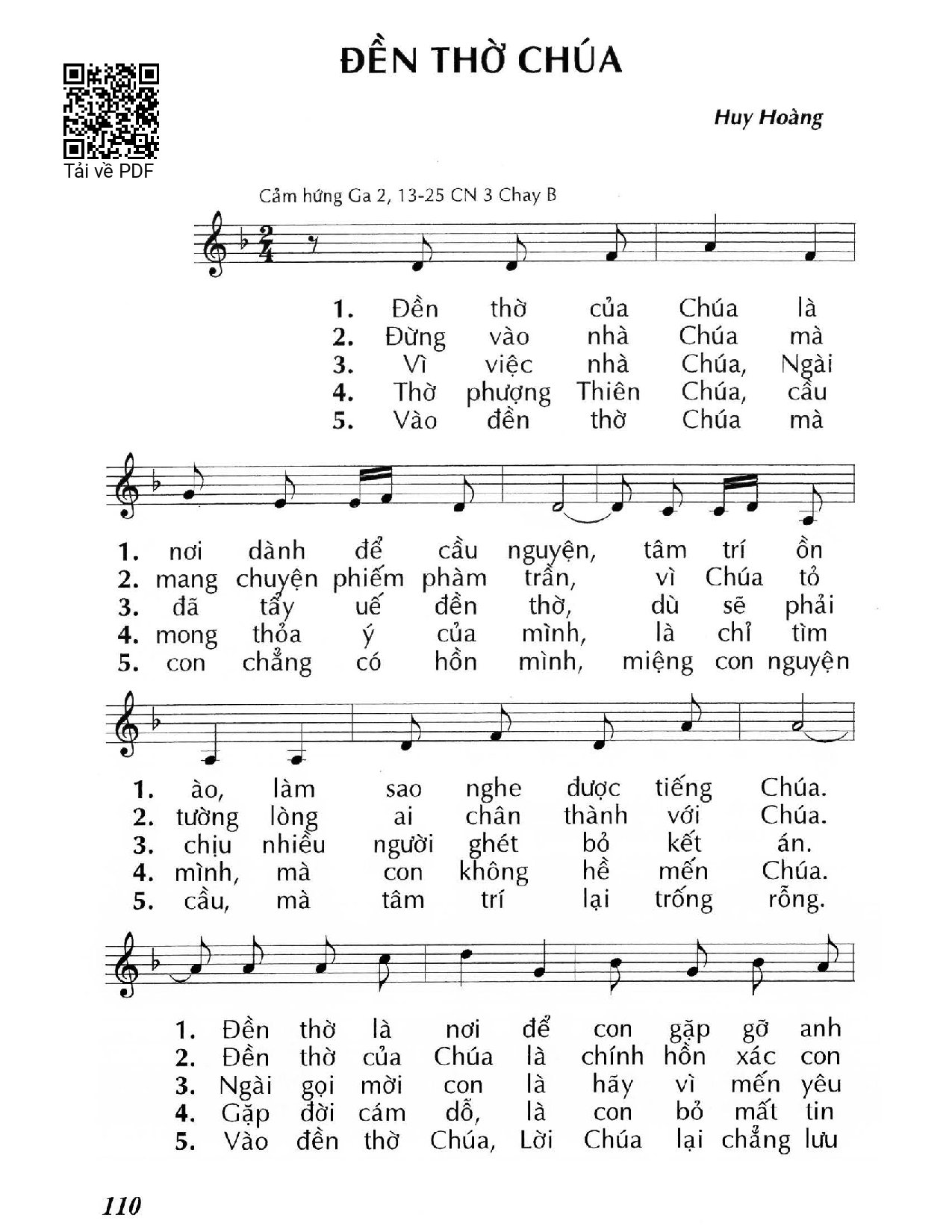 Page 1 of Sheet music PDF Đền thờ Chúa (Ga. 2) - Huy Hoàng