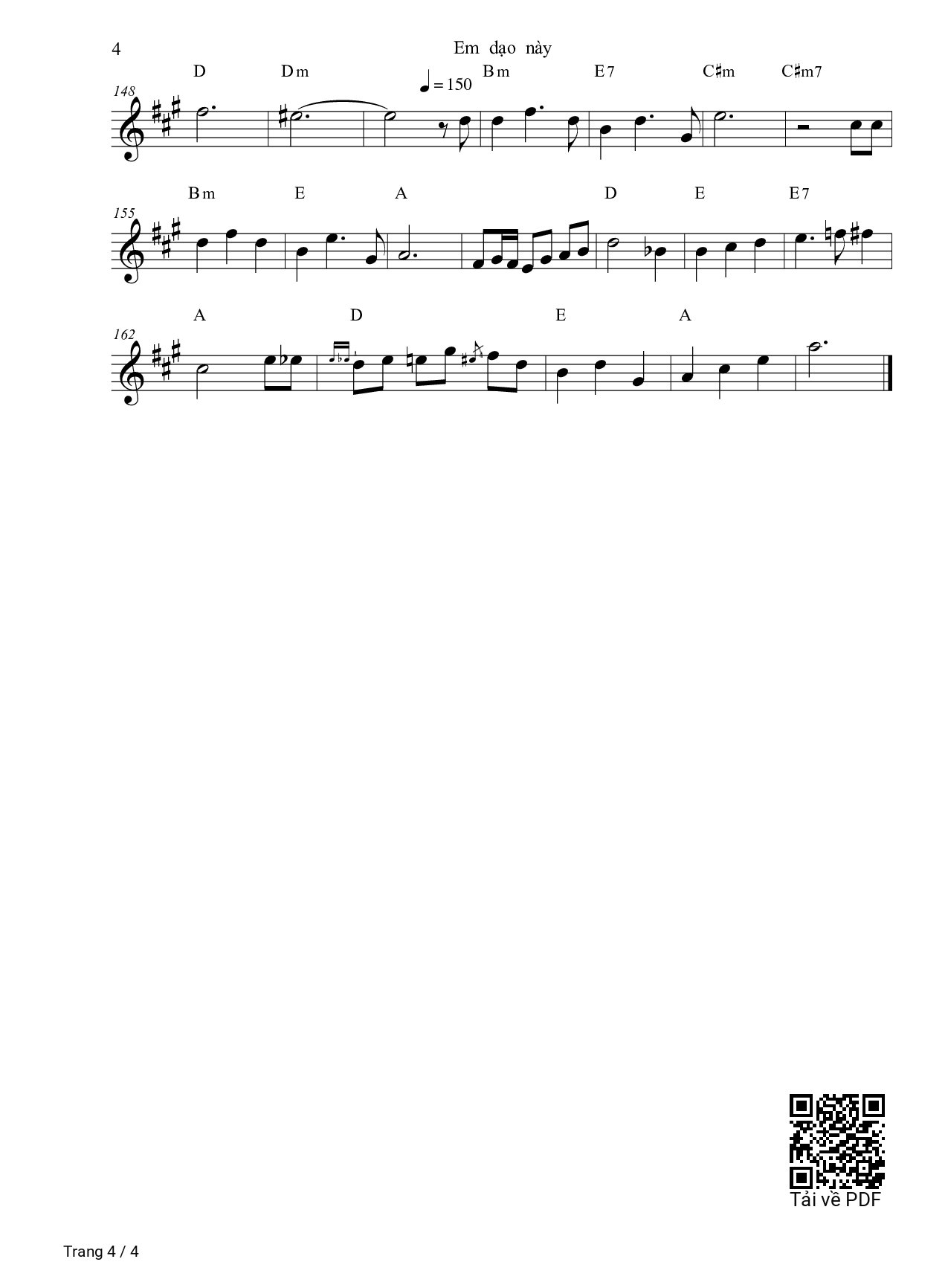 Page 4 of Sheet music PDF Em dạo này - Ngọt
