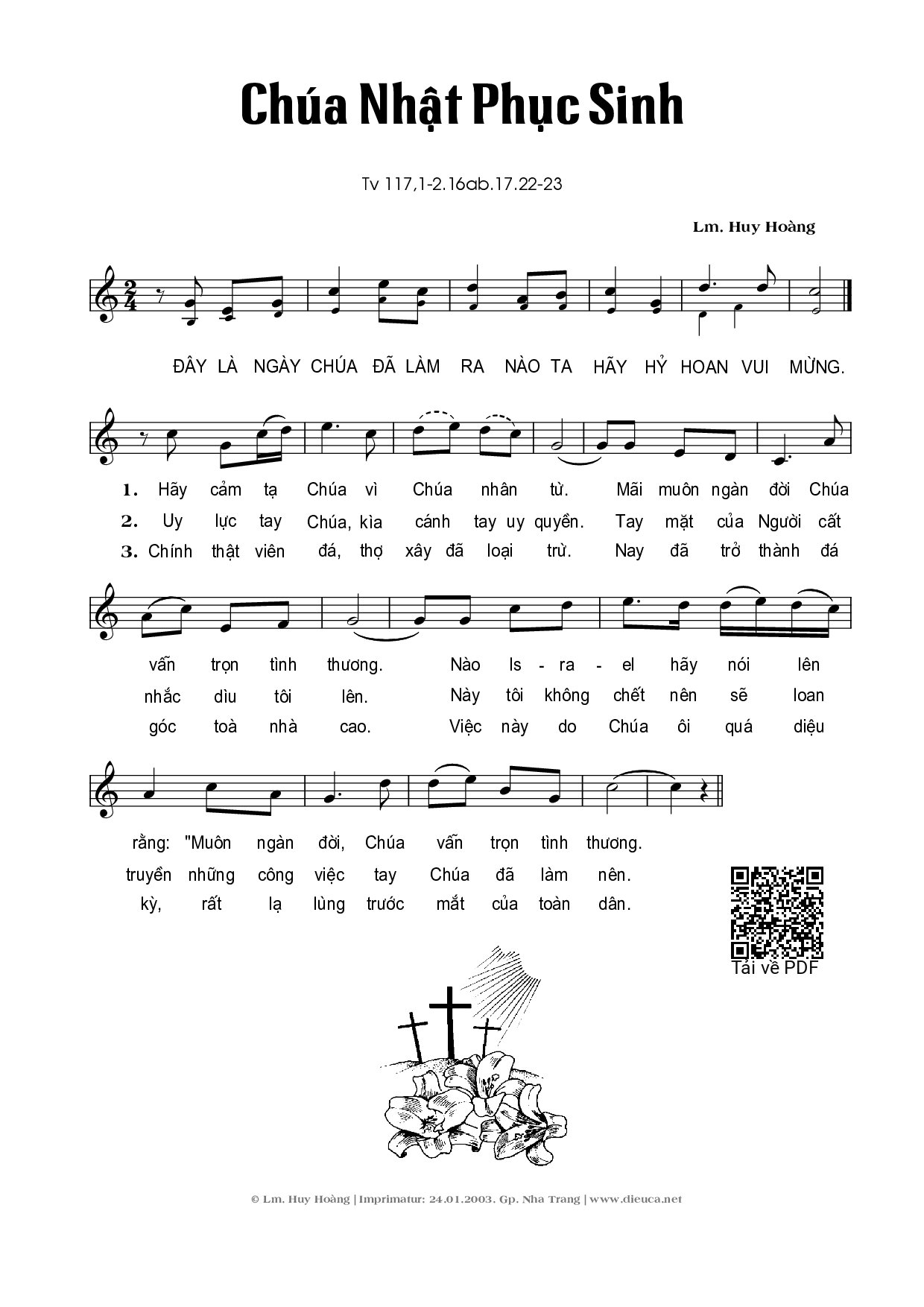 Page 1 of Sheet music PDF Chúa Nhật Phục Sinh (Thánh Vịnh 117) - Huy Hoàng