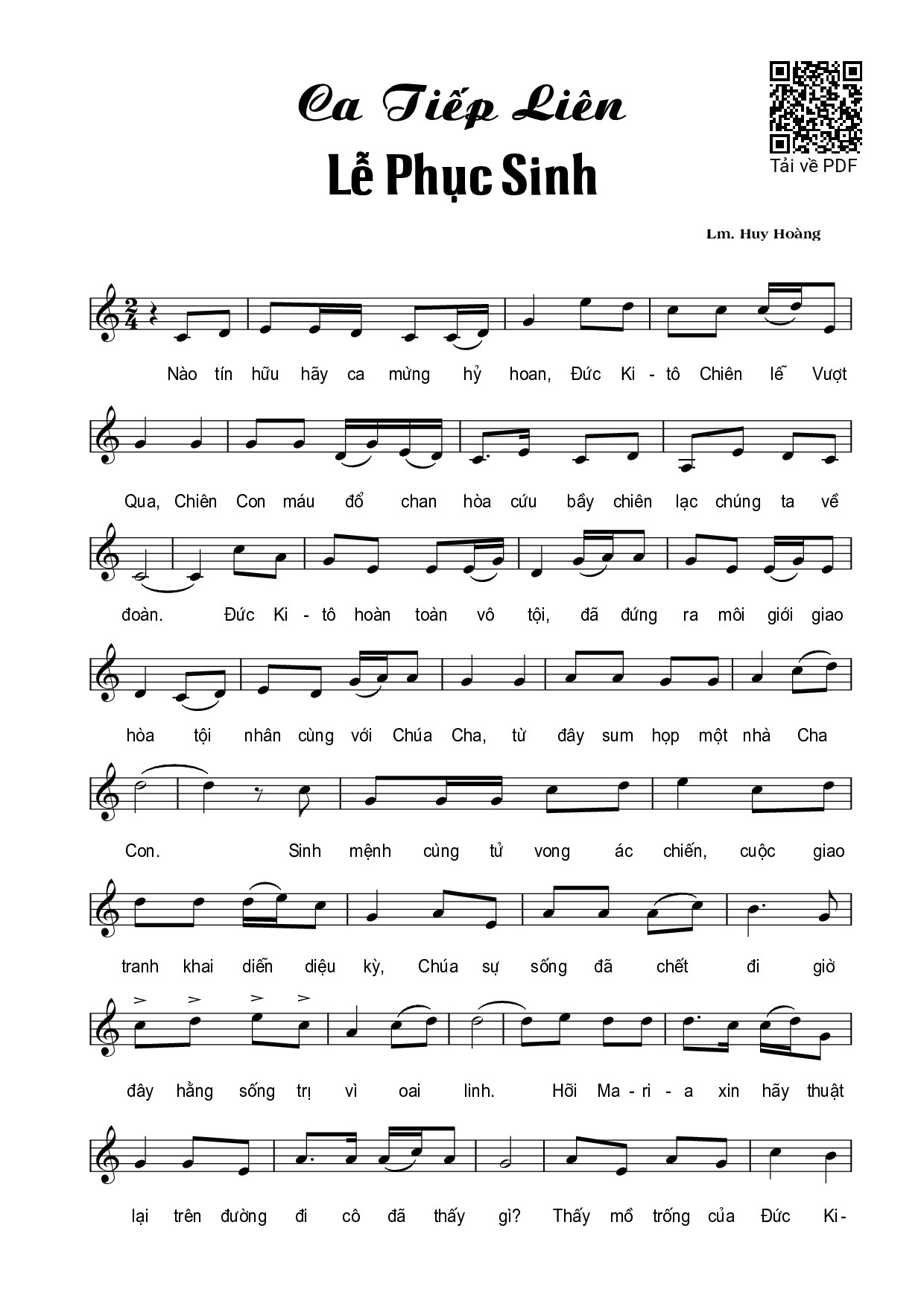 Page 1 of Sheet music PDF Ca Tiếp Liên - Huy Hoàng