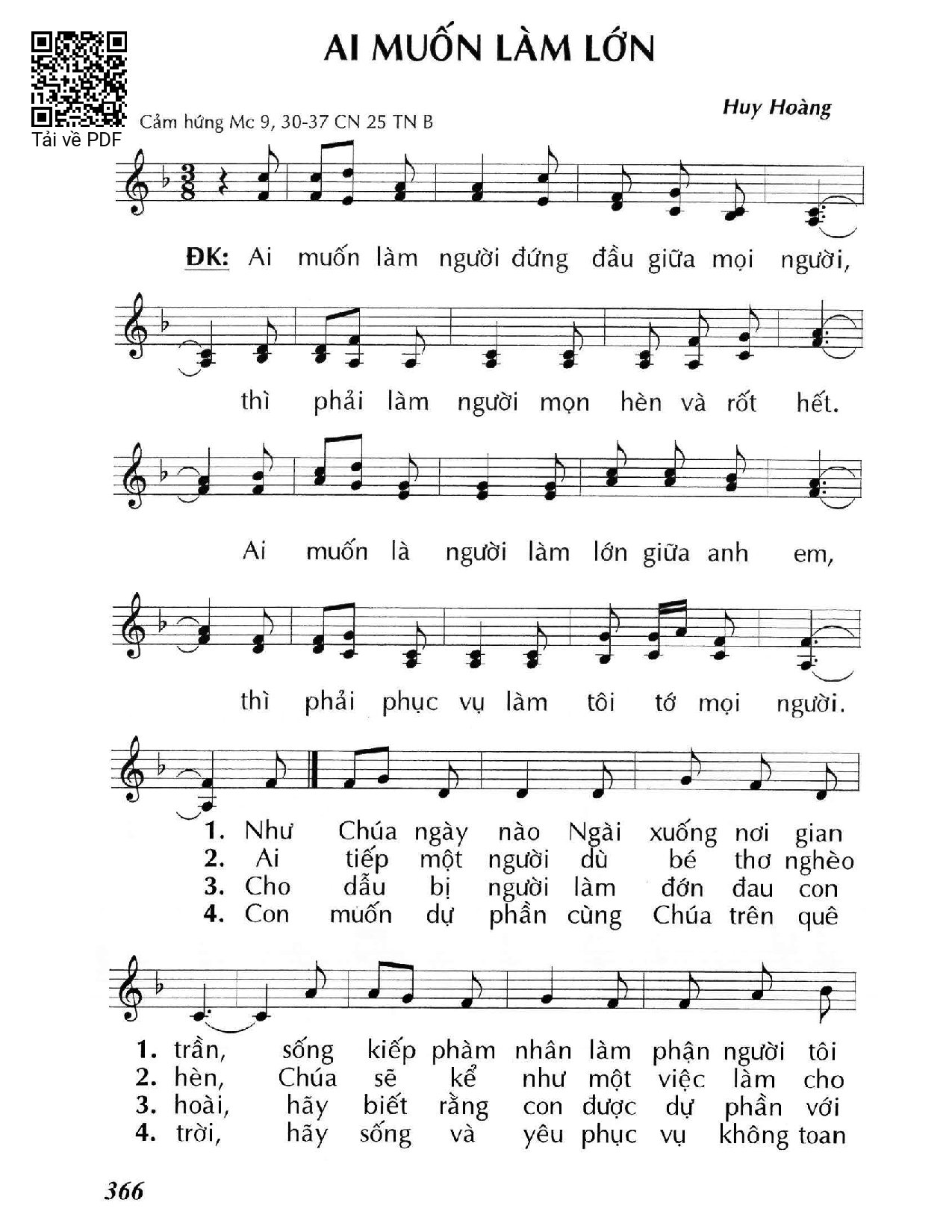 Page 1 of Sheet music PDF Ai muốn làm lớn (Mc. 9) - Huy Hoàng