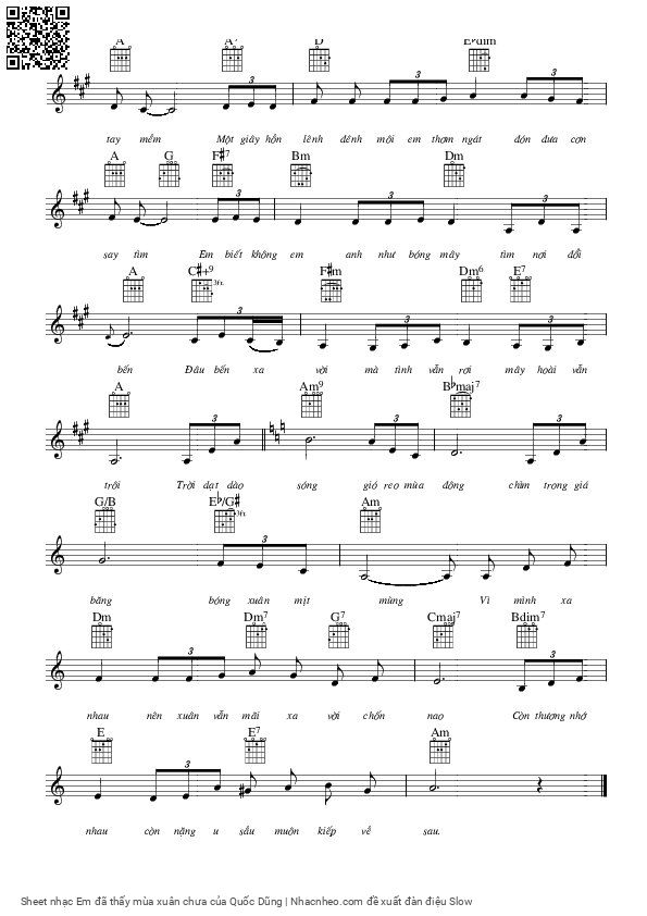 Page 2 of Sheet music PDF Em đã thấy mùa xuân chưa - Quốc Dũng