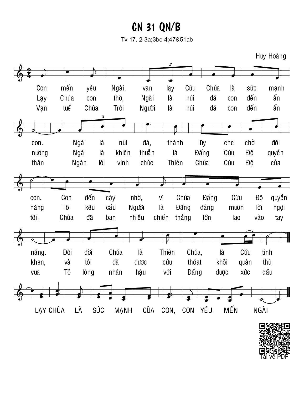 Page 1 of Sheet music PDF Chúa Nhật 31B Thường Niên (Thánh Vịnh 17) - Huy Hoàng