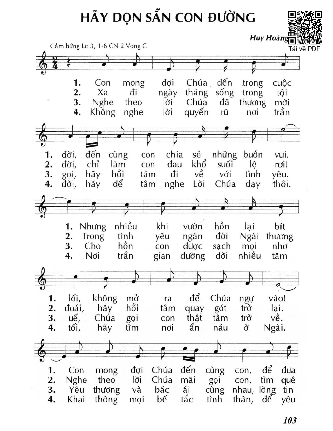 Page 1 of Sheet music PDF Hãy dọn sẵn con đường (Lc. 3) - Huy Hoàng