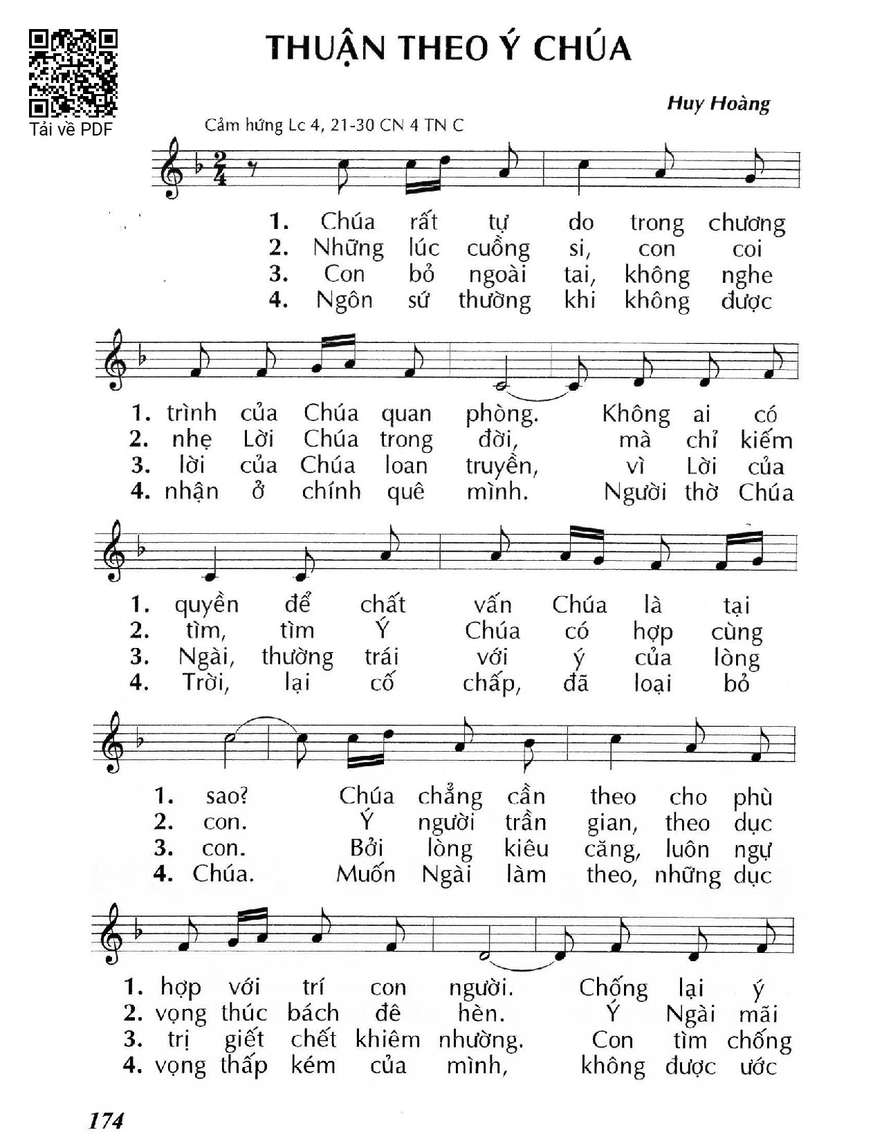 Sheet PDF of Thuận theo ý Chúa (Lc. 4)