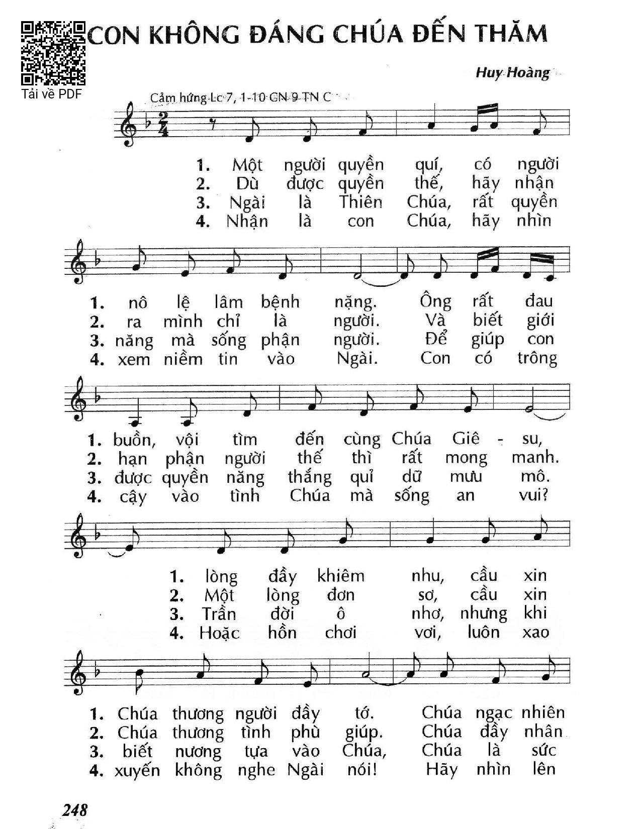 Sheet PDF of Con không đáng Chúa đến thăm (Lc. 7)