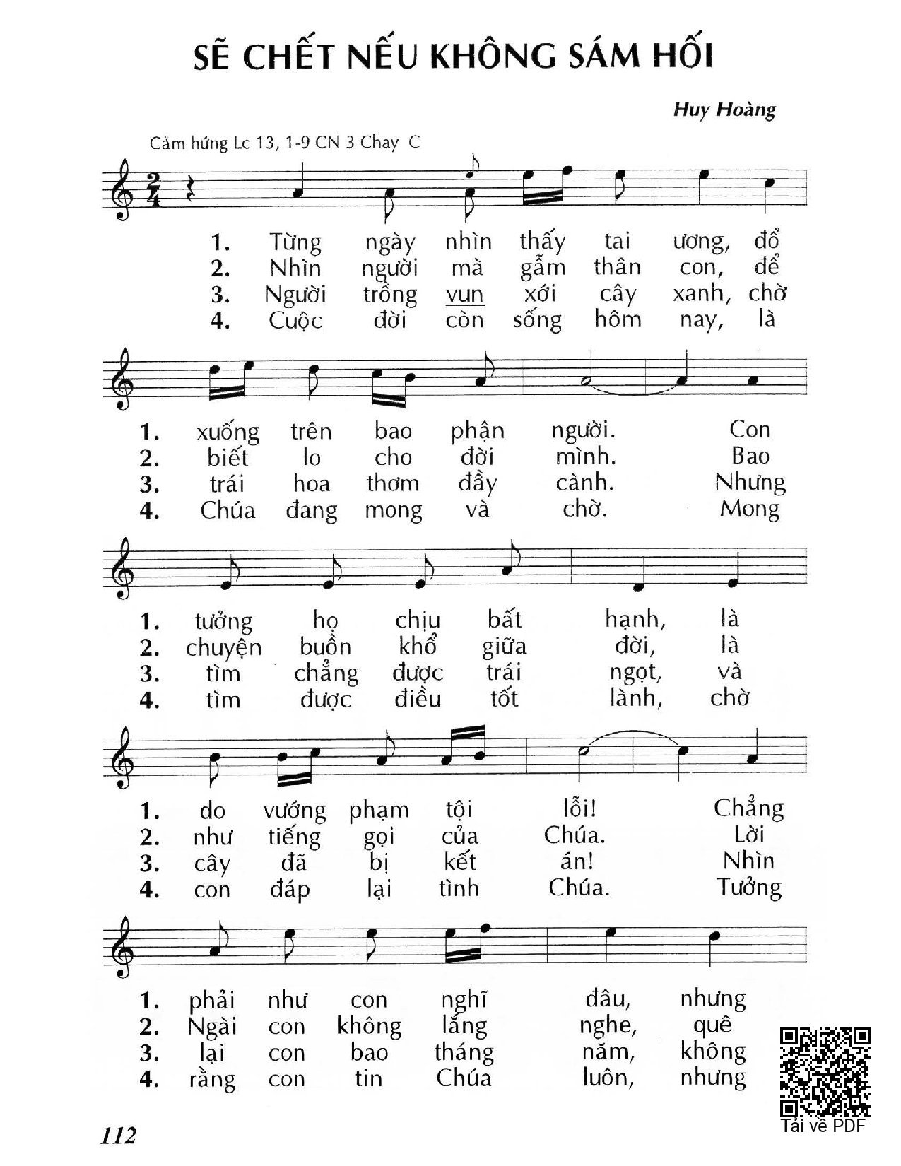 Sheet PDF of Sẽ chết nếu không sám hối (Lc. 13)