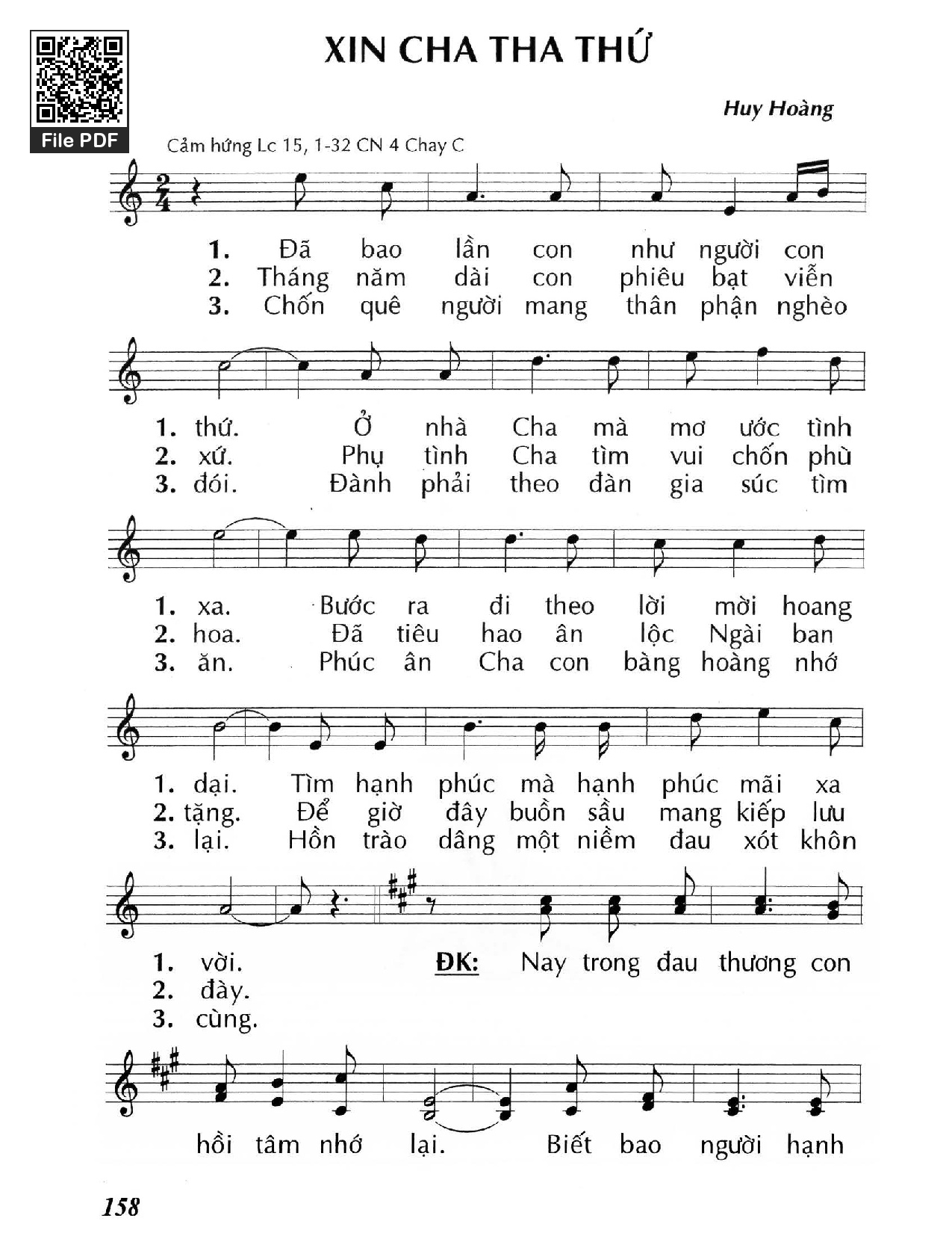 Sheet PDF of Xin Cha tha thứ (Lc. 15)