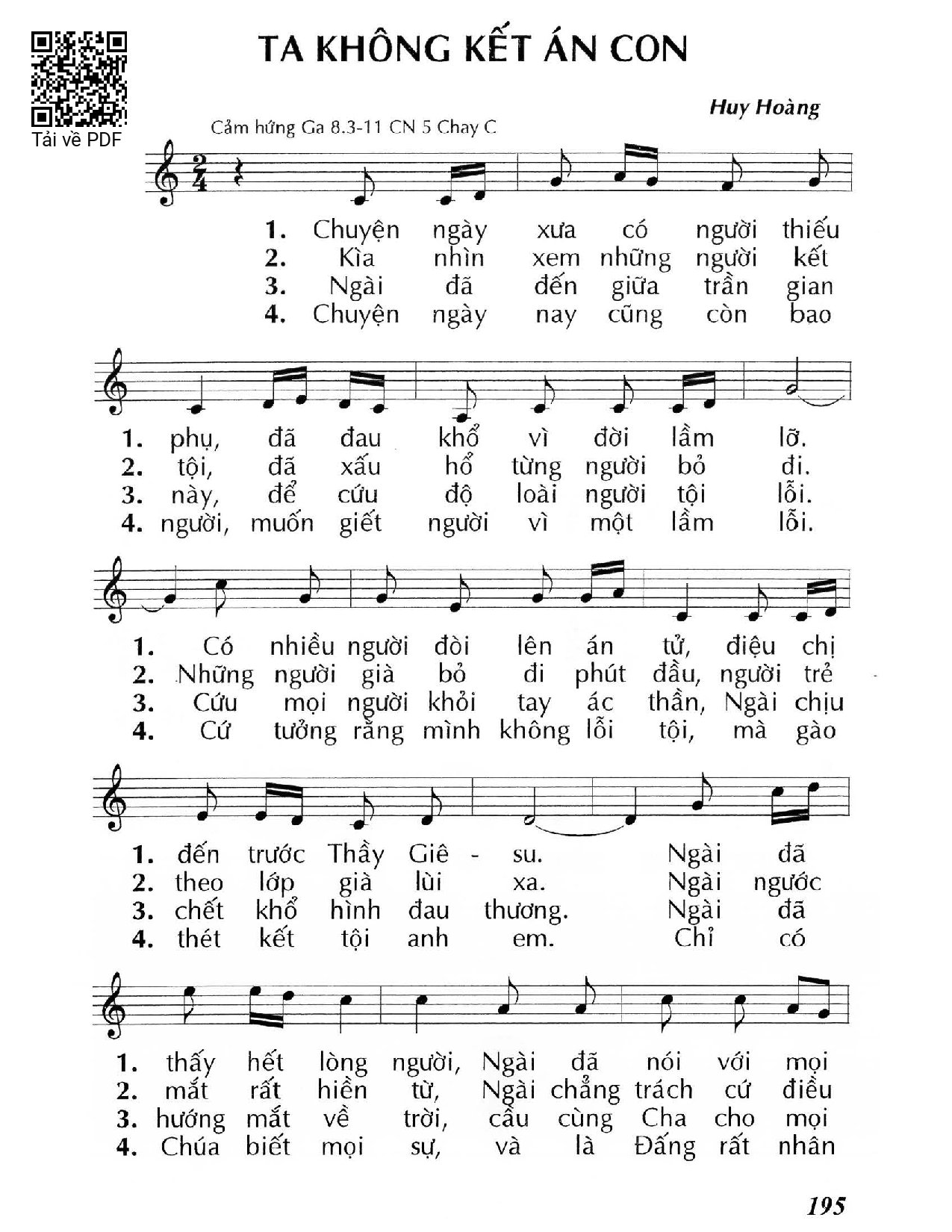 Sheet PDF of Ta không kết án con (Ga. 8)