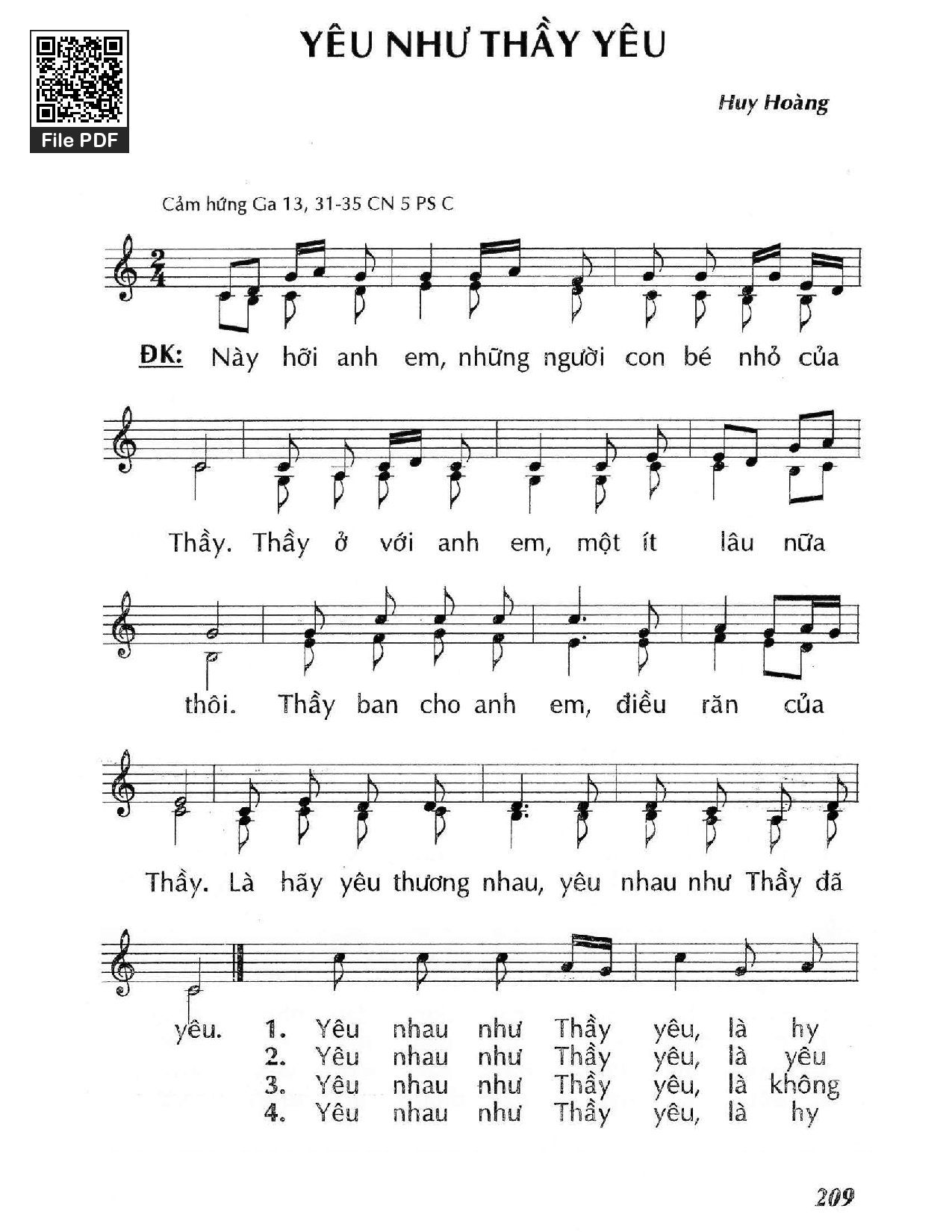 Sheet PDF of Yêu như Thầy yêu (Ga. 13)