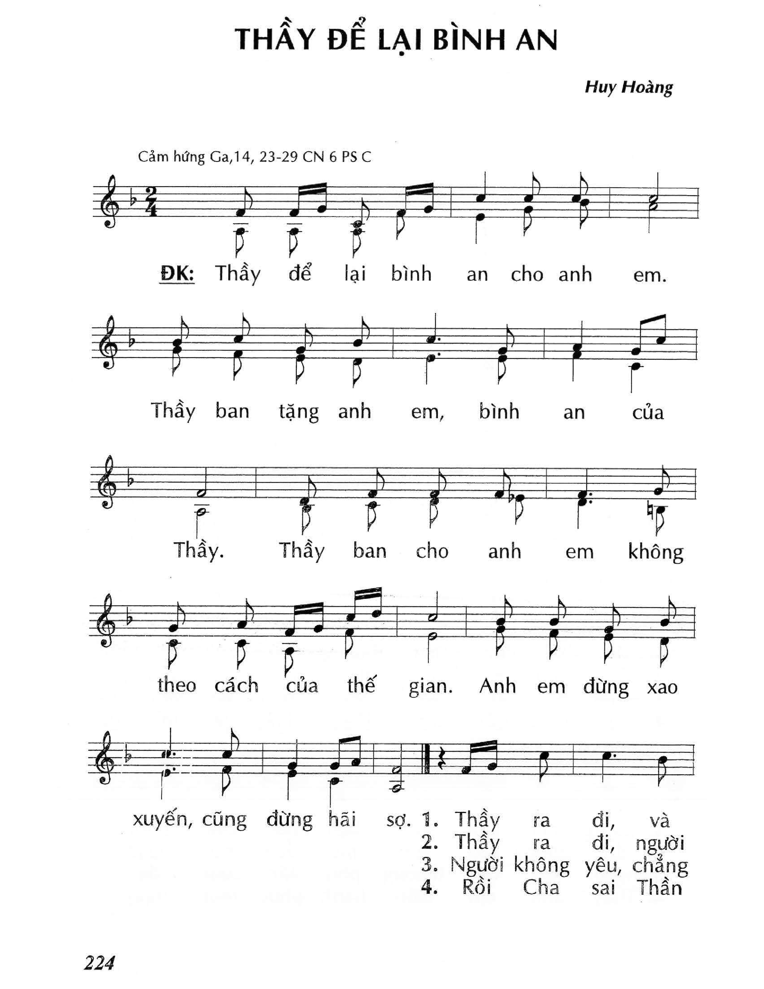 Page 1 of Sheet music PDF Thầy để lại bình an (Ga. 14) - Huy Hoàng