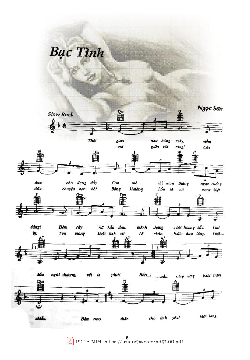 Sheet PDF of Bạc tình - Nhật Đăng Khoa