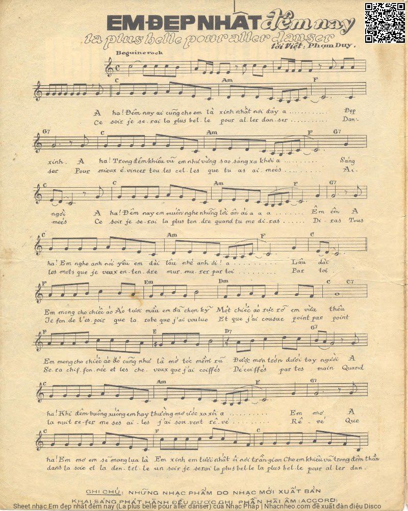 Page 2 of Sheet music PDF Em đẹp nhất đêm nay (La plus belle pour aller danser) - Nhạc Pháp