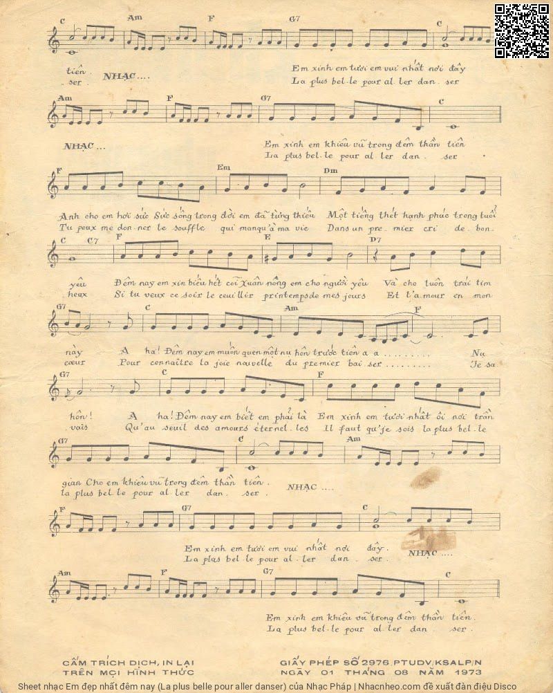 Page 3 of Sheet music PDF Em đẹp nhất đêm nay (La plus belle pour aller danser) - Nhạc Pháp