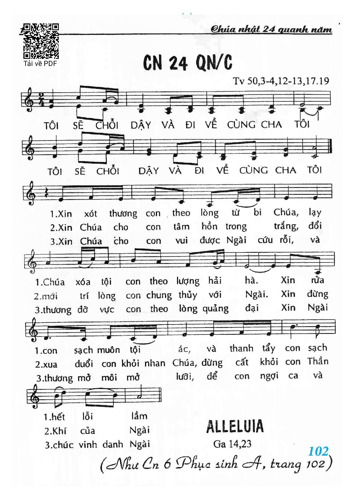 Page 1 of Sheet music PDF Chúa Nhật 24C Thường Niên (Thánh Vịnh 50) - Huy Hoàng
