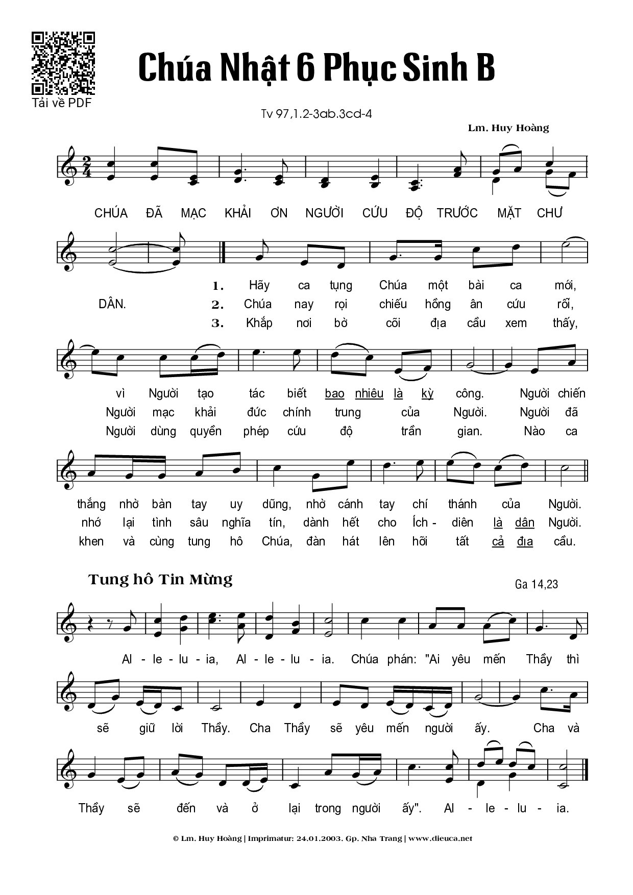 Page 1 of Sheet music PDF Chúa Nhật 28C Thường Niên (Thánh Vịnh 97) - Huy Hoàng