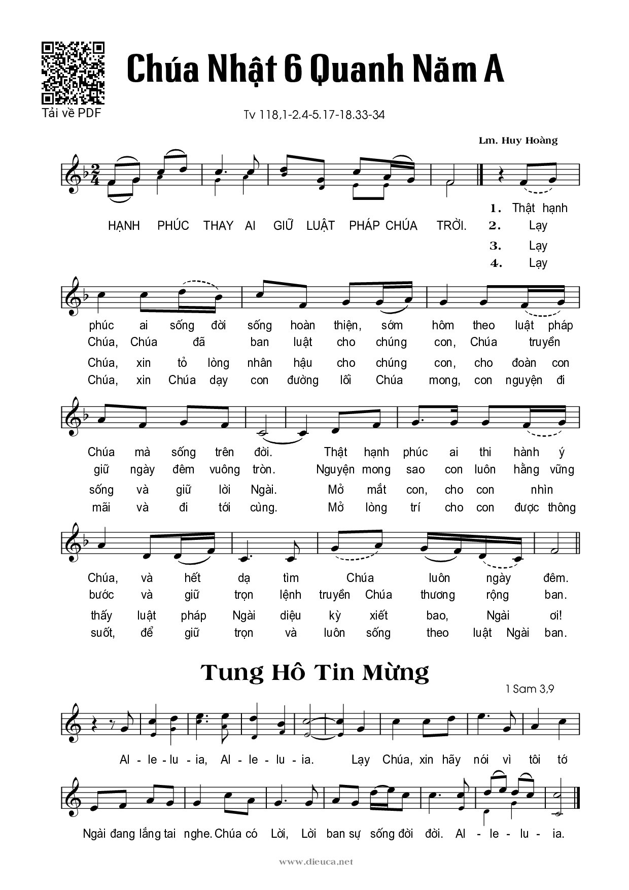 Page 1 of Sheet music PDF Chúa Nhật 6A Thường Niên (Thánh Vịnh 118) - Huy Hoàng