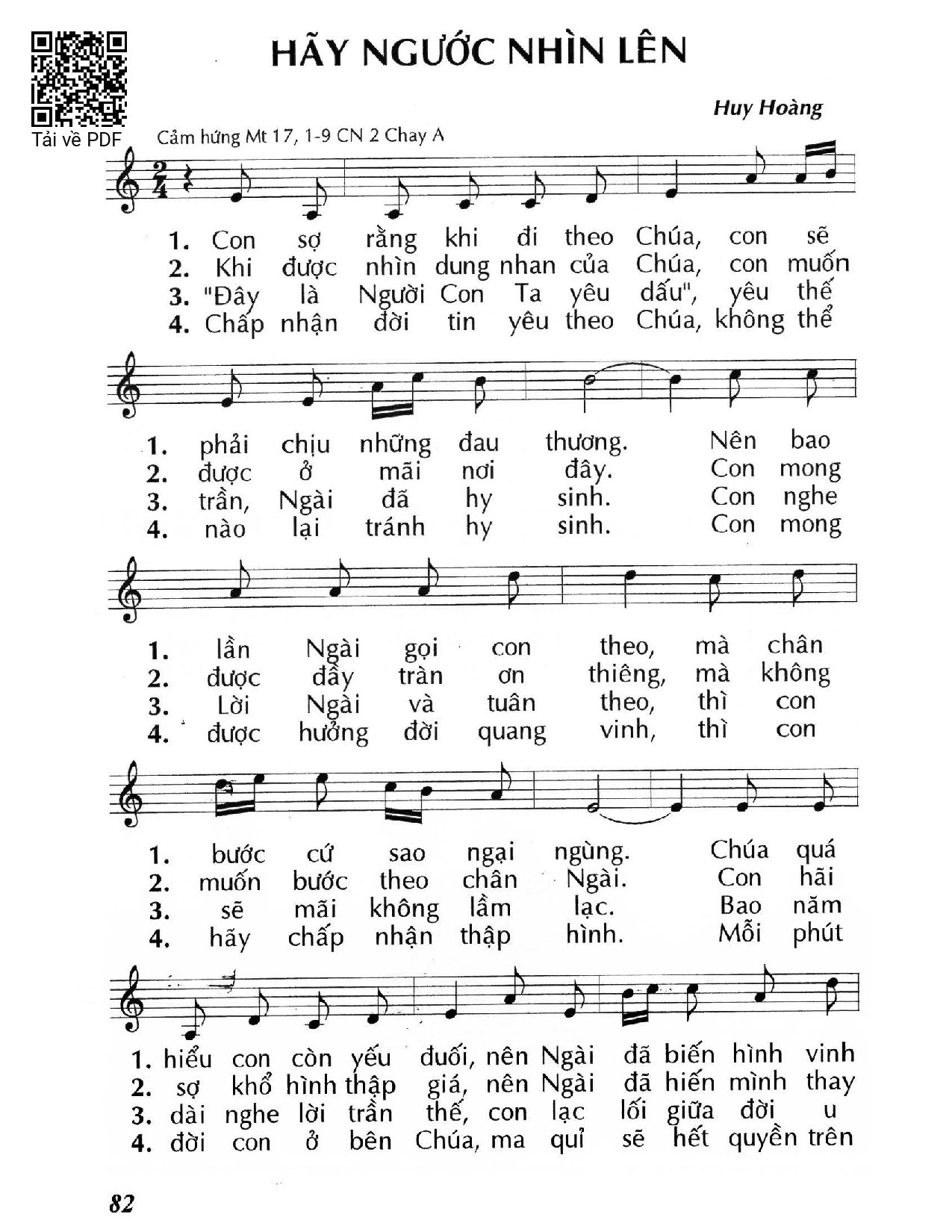 Sheet PDF of Hãy ngước nhìn lên (Mt. 17)