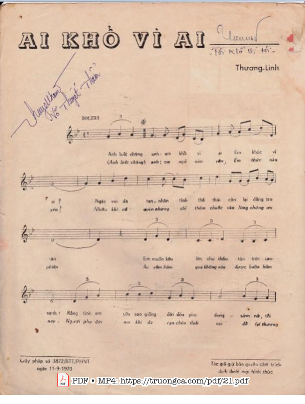 Page 2 of Sheet music PDF Ai khổ vì ai - Thương Linh
