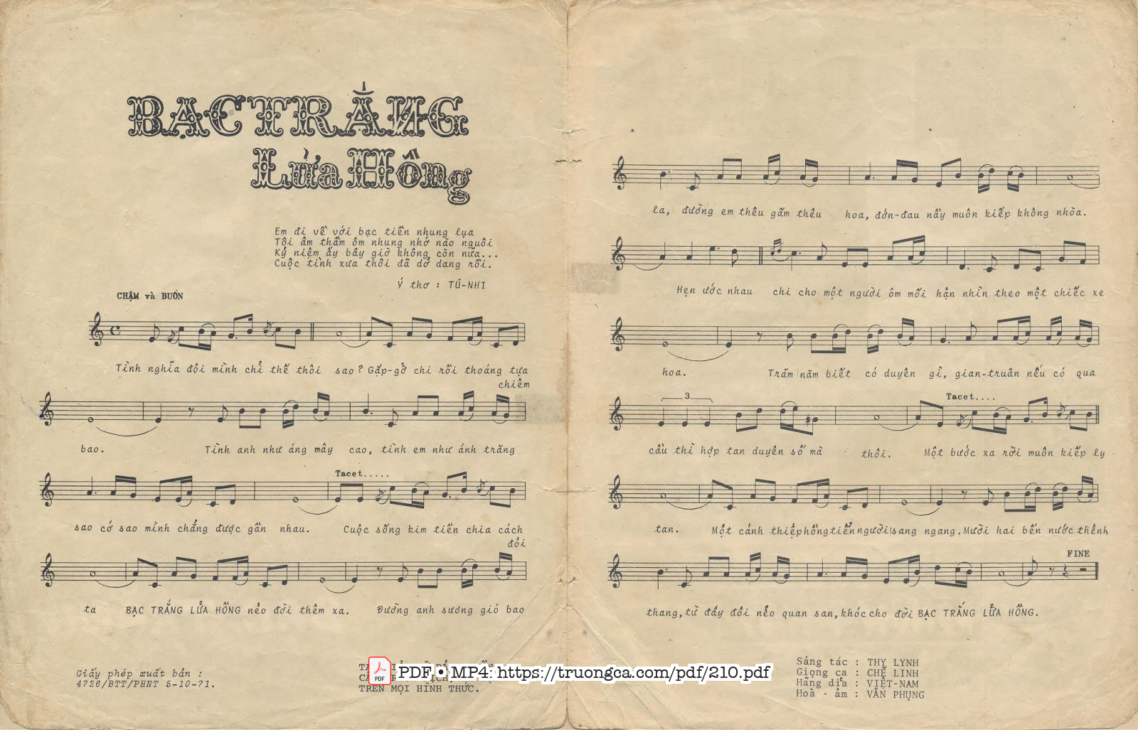 Page 2 of Sheet music PDF Bạc trắng lửa hồng - Thy Linh