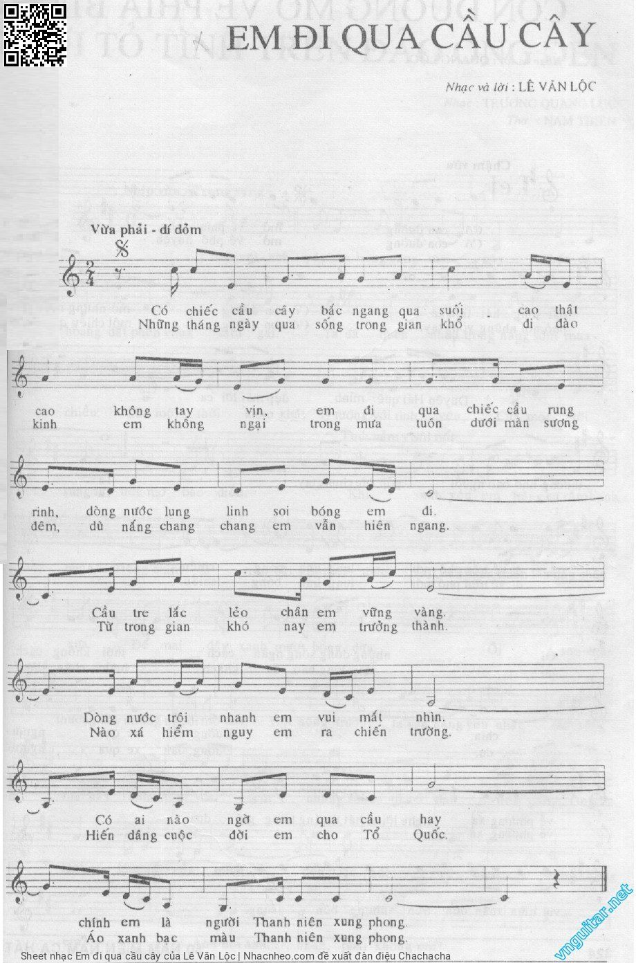Sheet PDF of Em đi qua cầu cây