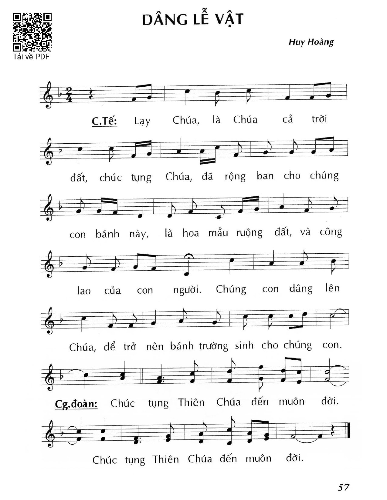 Page 1 of Sheet music PDF Dâng lễ vật - Huy Hoàng