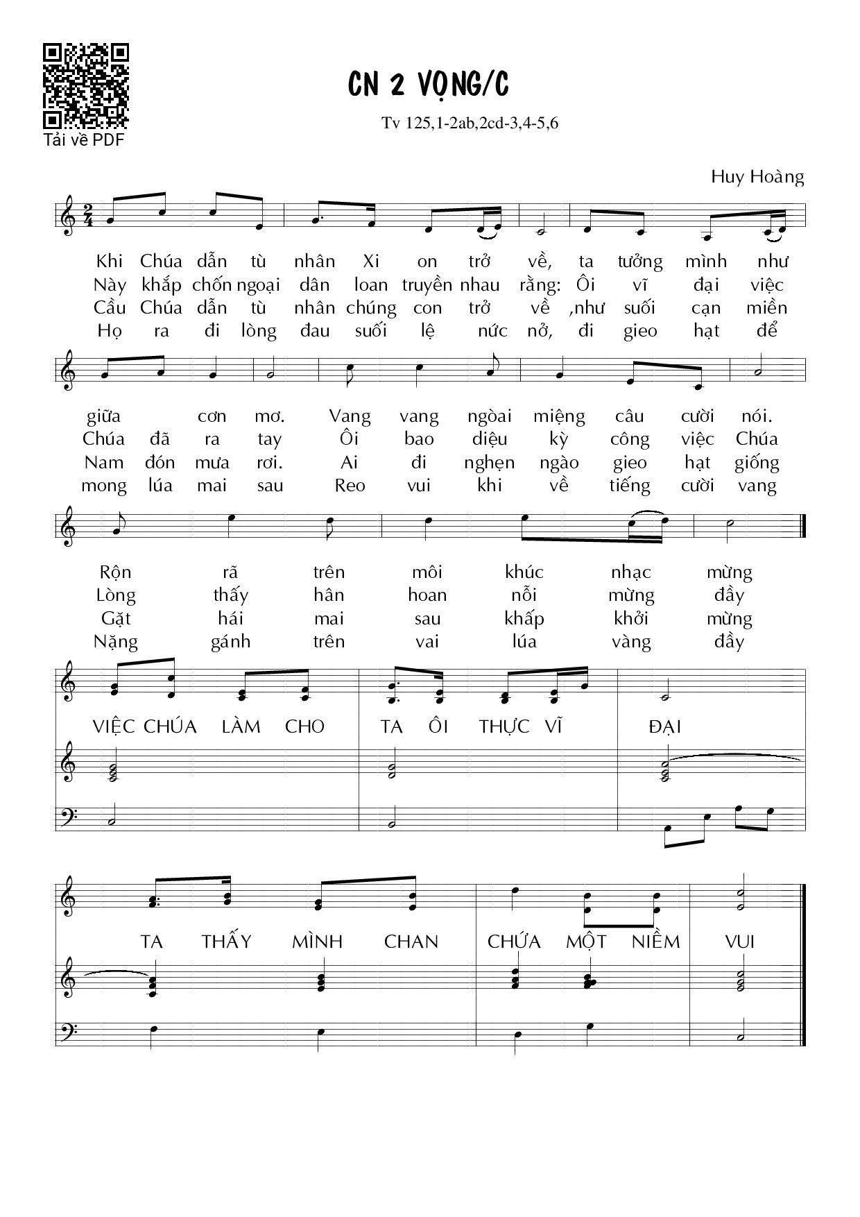 Page 1 of Sheet music PDF Chúa nhật 2C Mùa Vọng  - Huy Hoàng