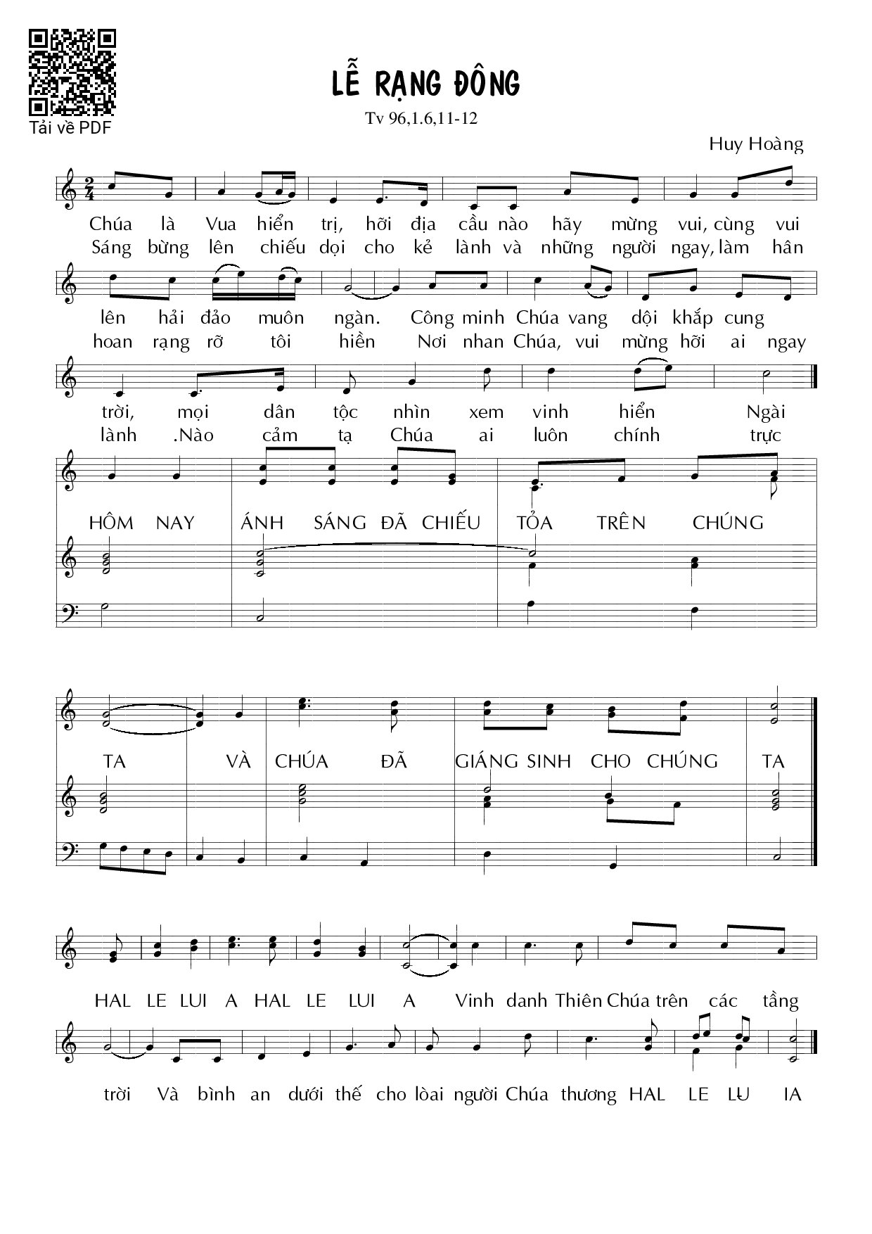 Page 1 of Sheet music PDF Đáp ca lễ rạng đông Giáng Sinh - Huy Hoàng