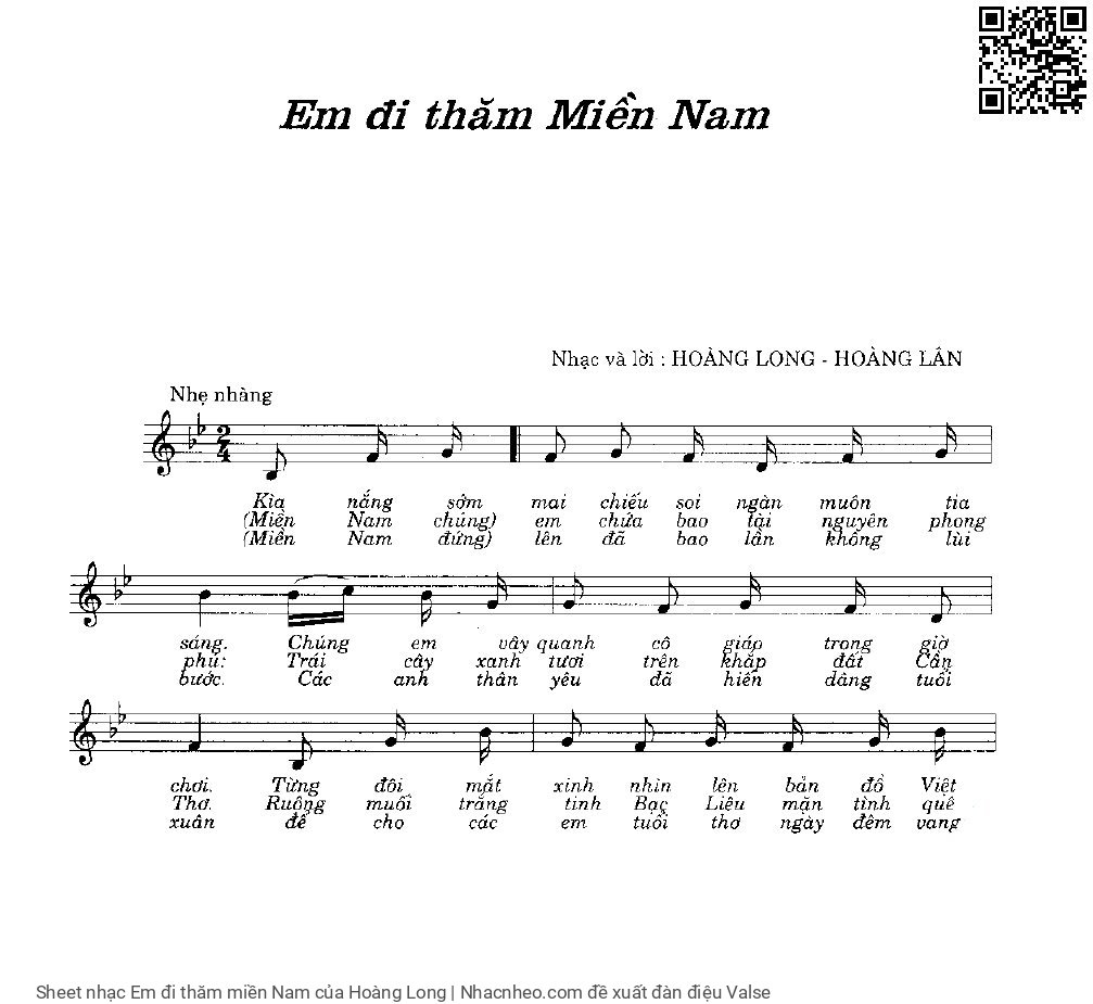 Sheet PDF of Em đi thăm miền Nam