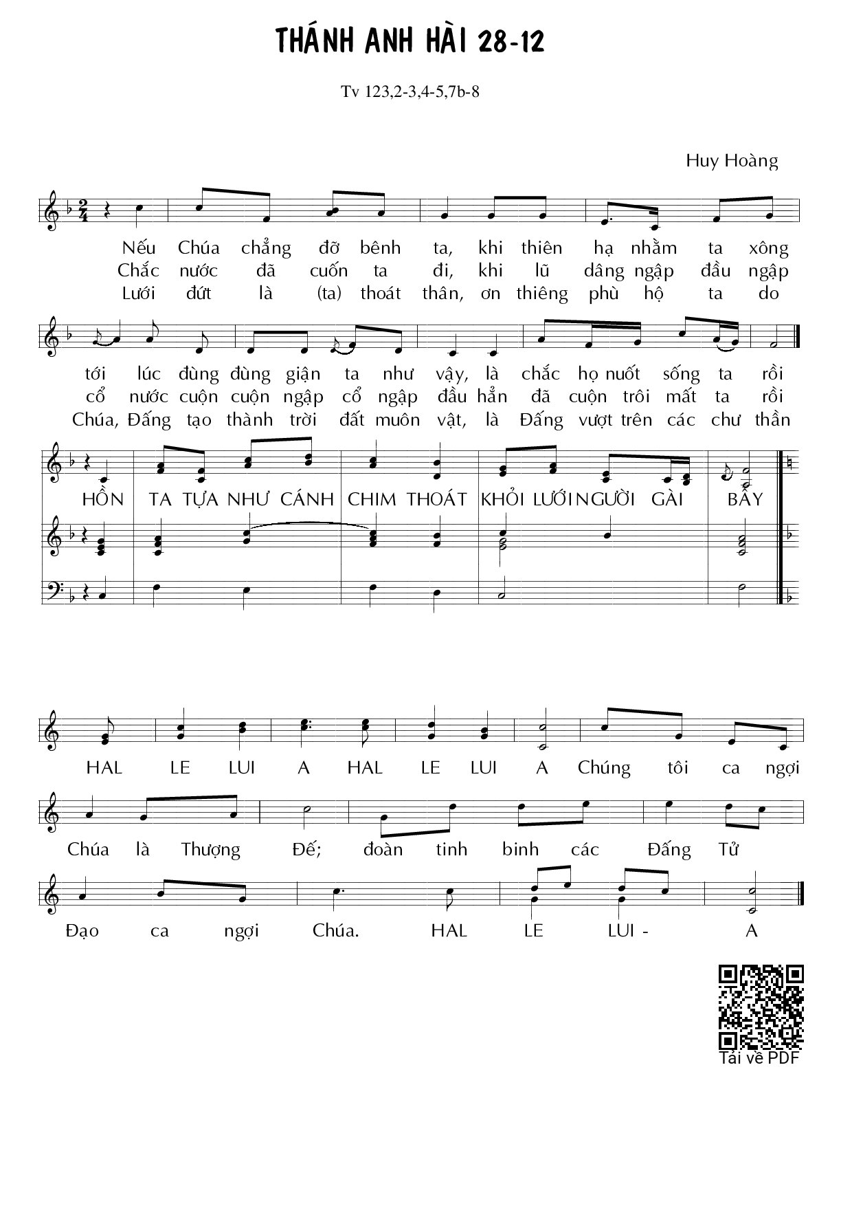 Page 1 of Sheet music PDF Lễ Các Thánh Anh Hài - Huy Hoàng