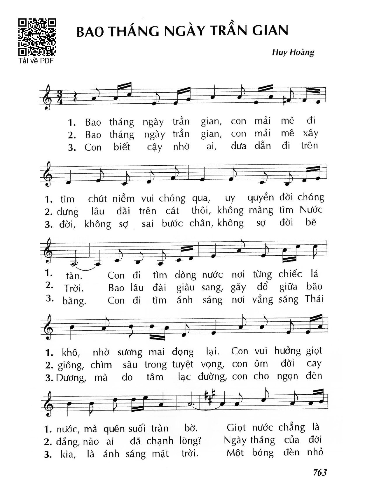Sheet PDF of Bao tháng ngày trần gian