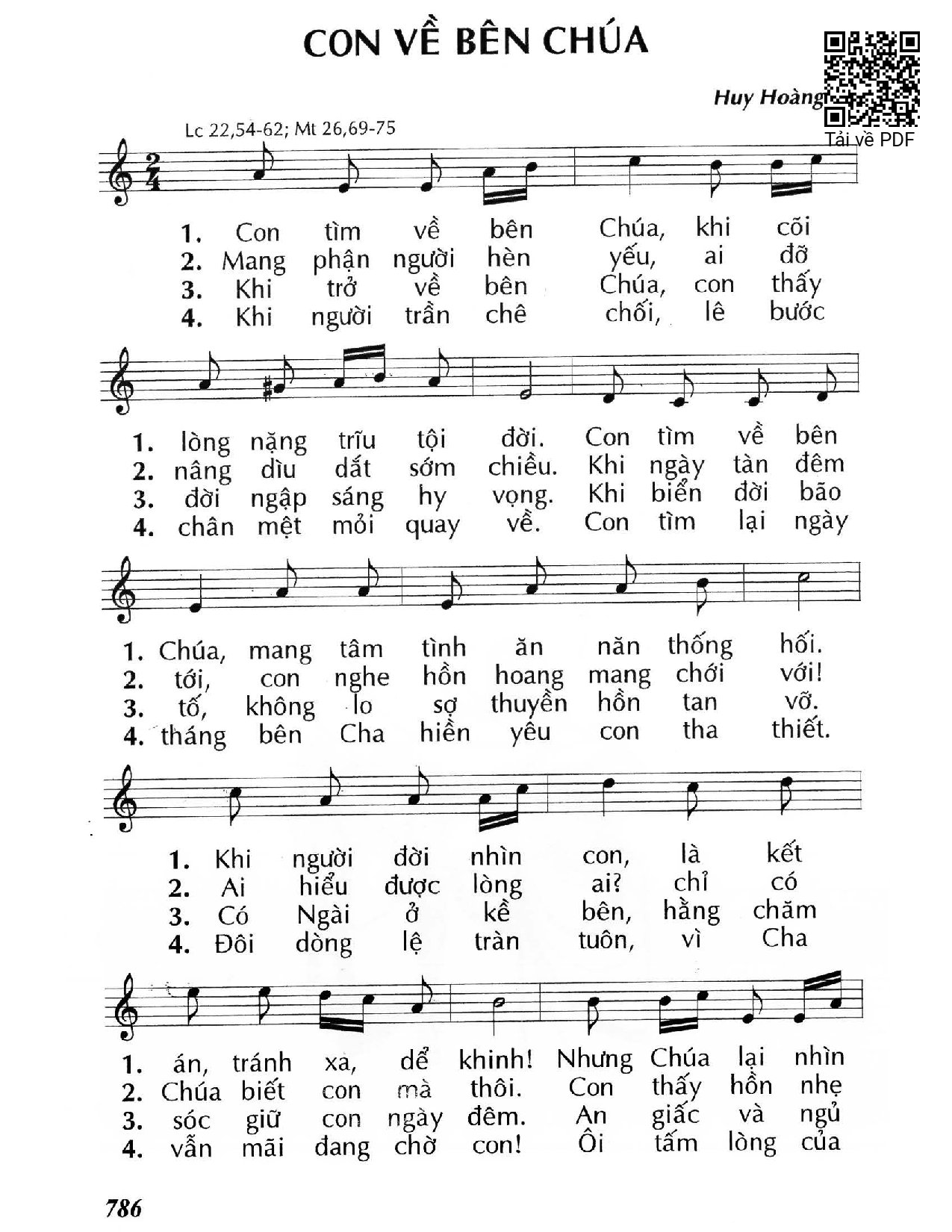 Page 1 of Sheet music PDF Con về bên Chúa - Huy Hoàng